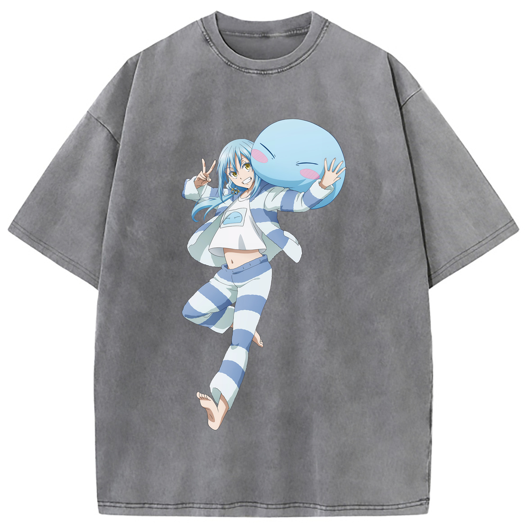 （画像用） 転スラ Regarding Reincarnated to Slime 綿100% ヴィンテージ風 半袖Tシャツ（フロントプリント）