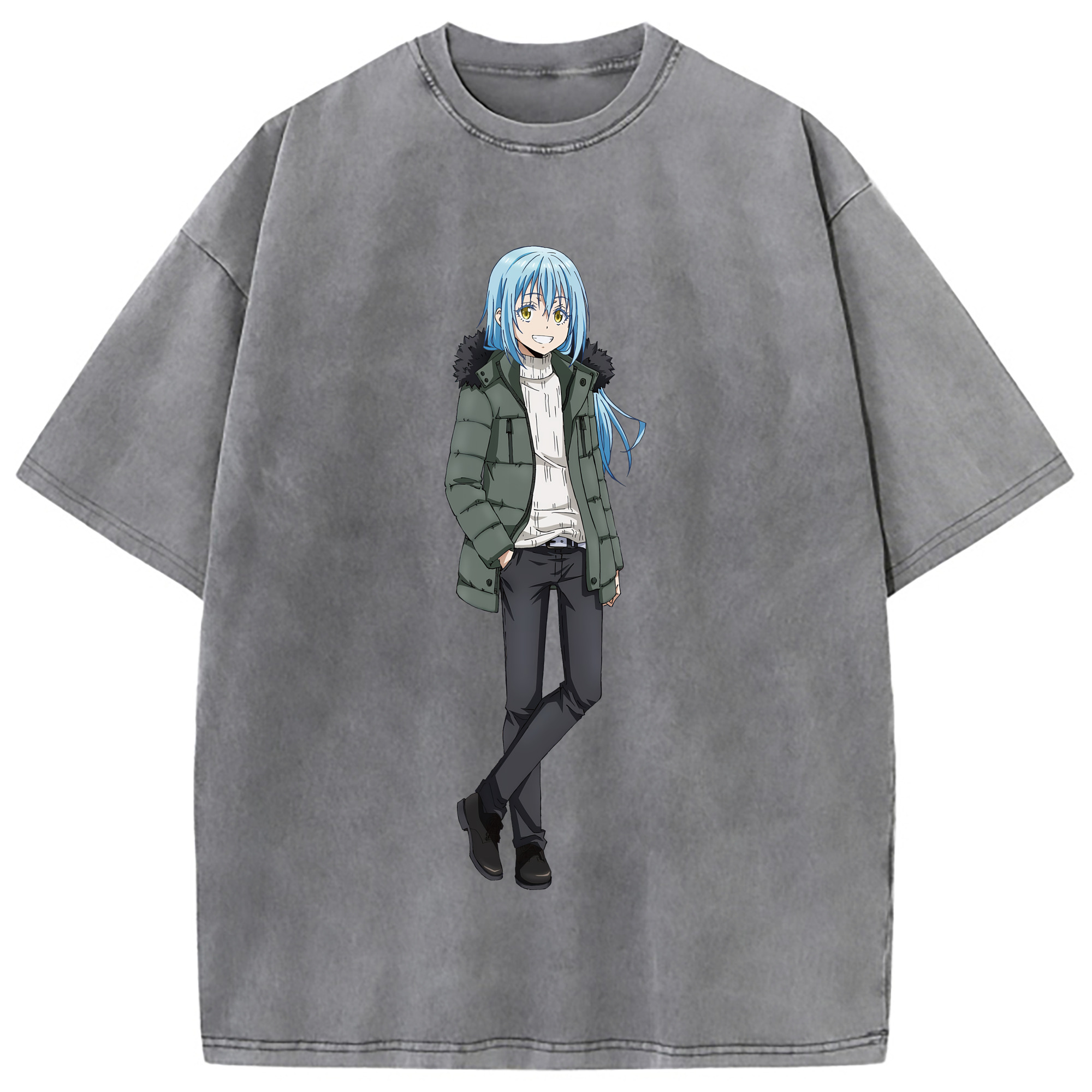 （画像用） 転スラ Regarding Reincarnated to Slime 綿100% ヴィンテージ風 半袖Tシャツ（フロントプリント）