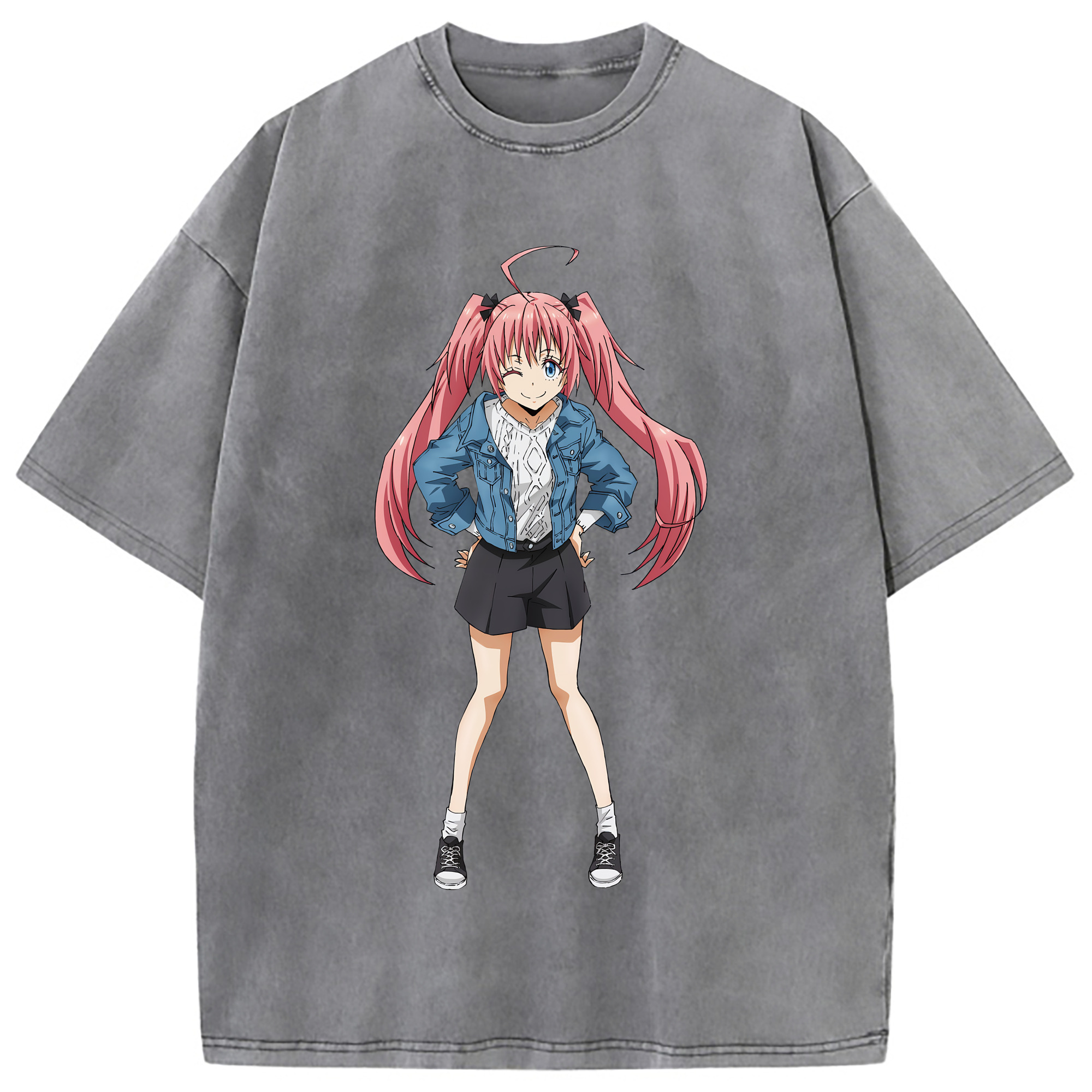 （画像用） 転スラ Regarding Reincarnated to Slime 綿100% ヴィンテージ風 半袖Tシャツ（フロントプリント）