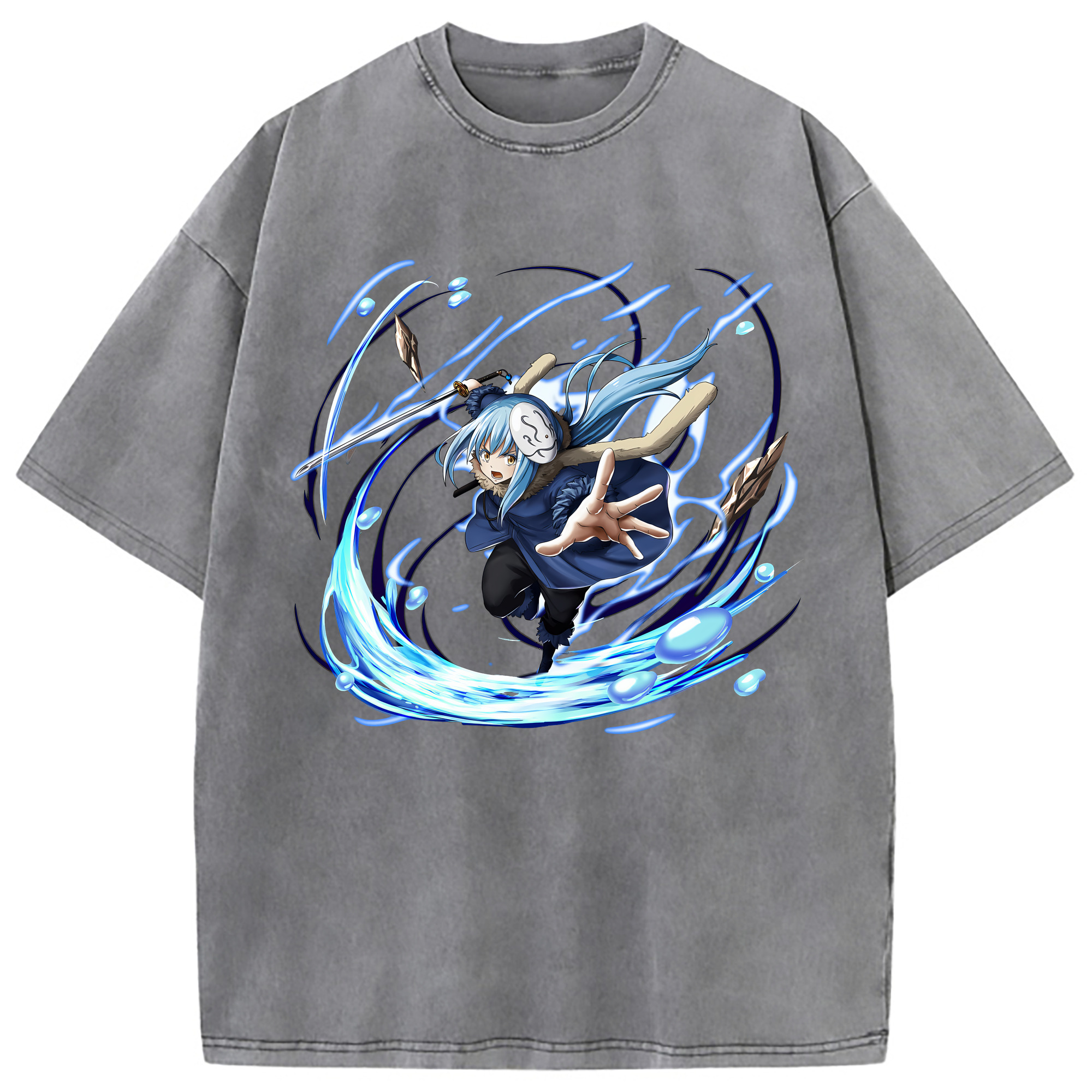 （画像用） 転スラ Regarding Reincarnated to Slime 綿100% ヴィンテージ風 半袖Tシャツ（フロントプリント）