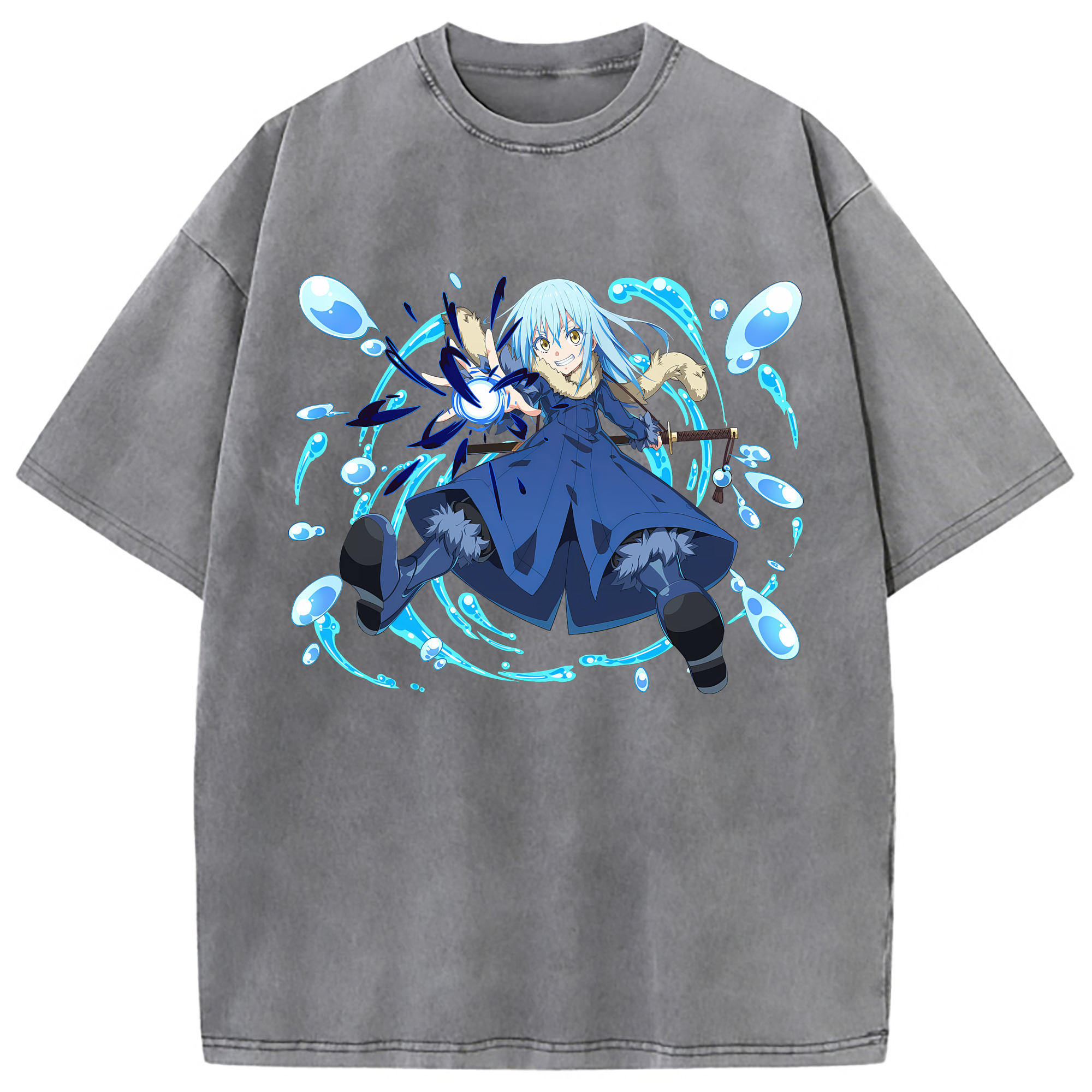 （画像用） 転スラ Regarding Reincarnated to Slime 綿100% ヴィンテージ風 半袖Tシャツ（フロントプリント）