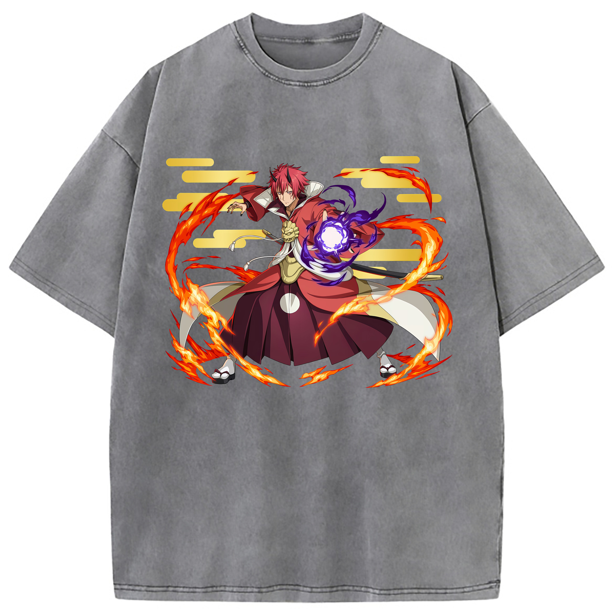 （画像用） 転スラ Regarding Reincarnated to Slime 綿100% ヴィンテージ風 半袖Tシャツ（フロントプリント）