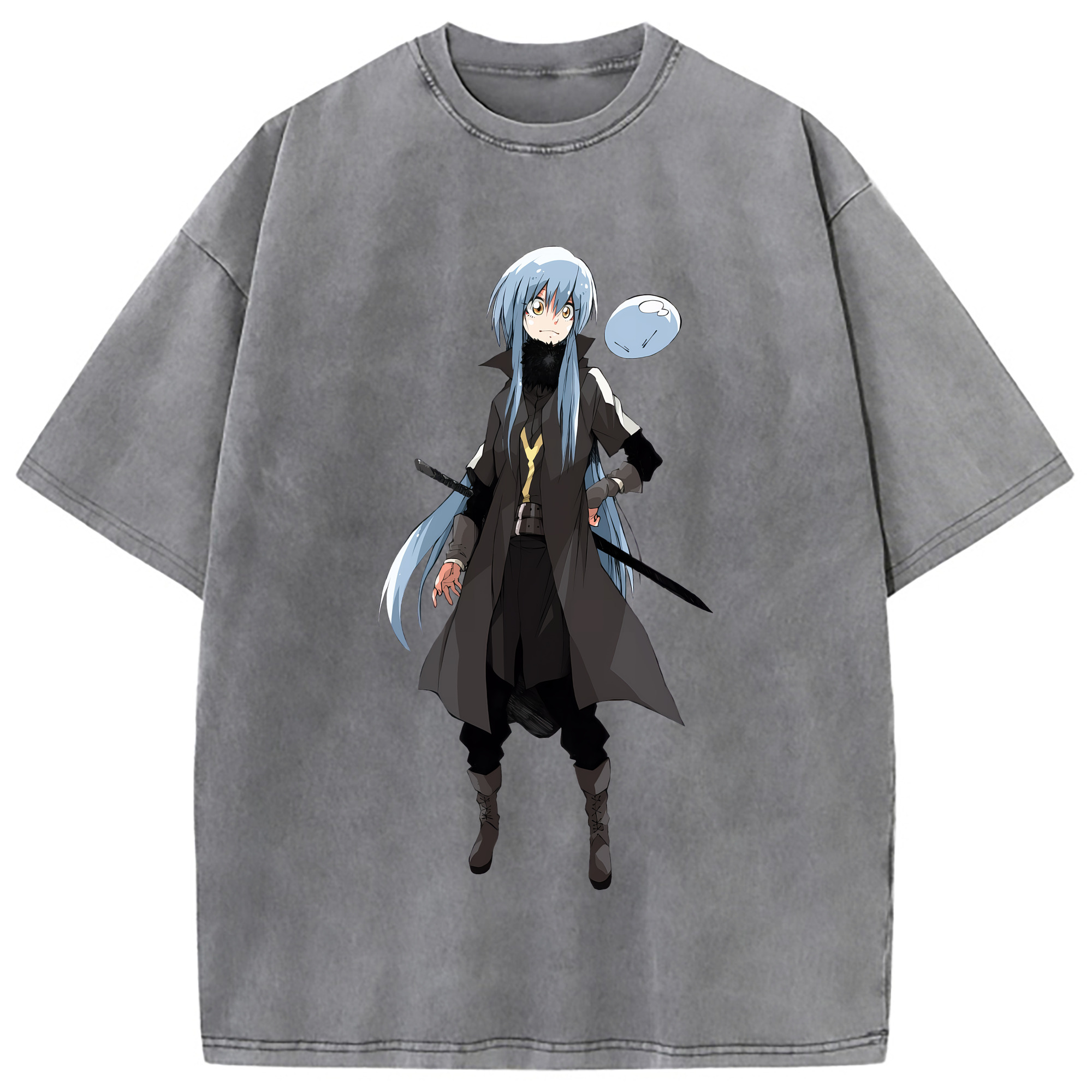 （画像用） 転スラ Regarding Reincarnated to Slime 綿100% ヴィンテージ風 半袖Tシャツ（フロントプリント）