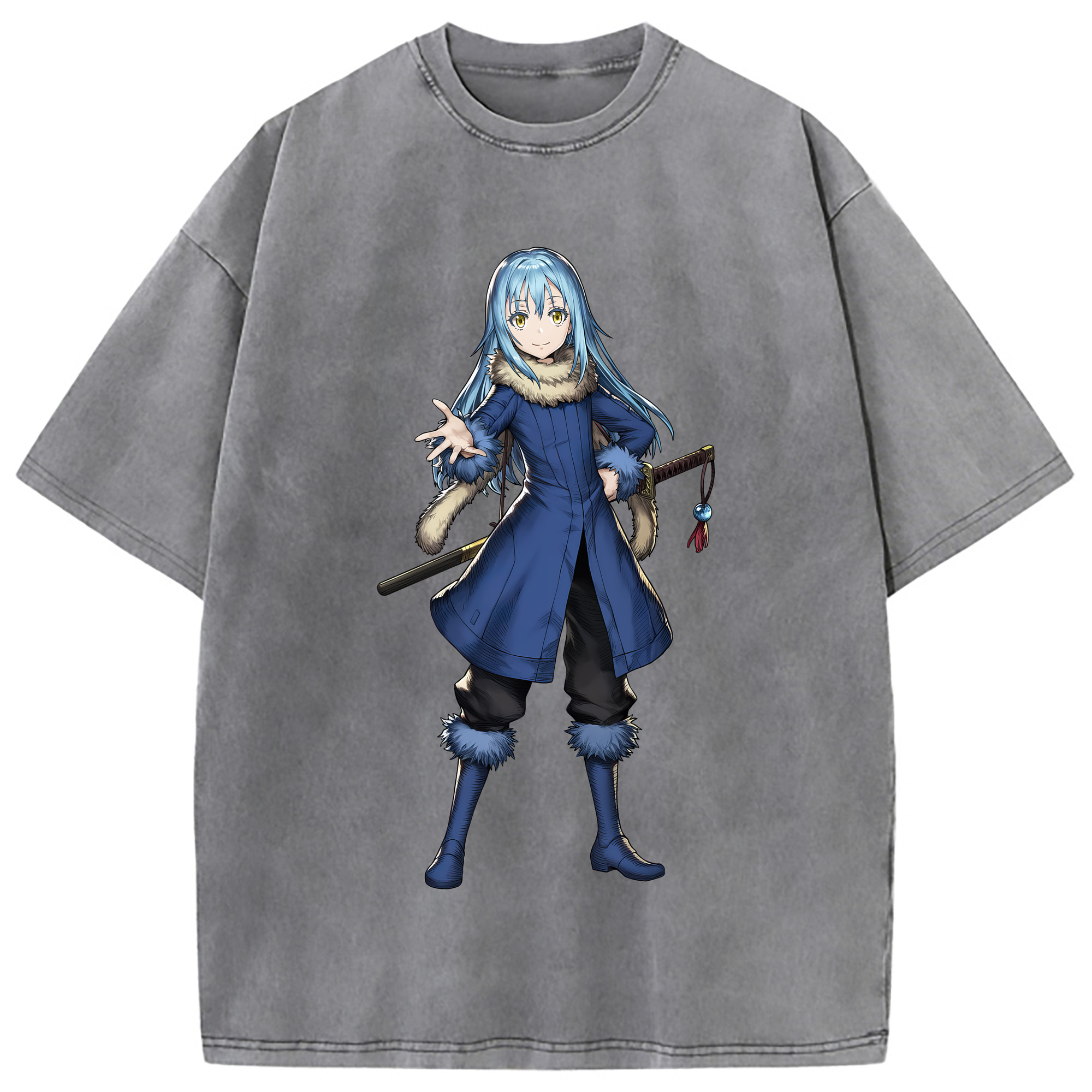 （画像用） 転スラ Regarding Reincarnated to Slime 綿100% ヴィンテージ風 半袖Tシャツ（フロントプリント）