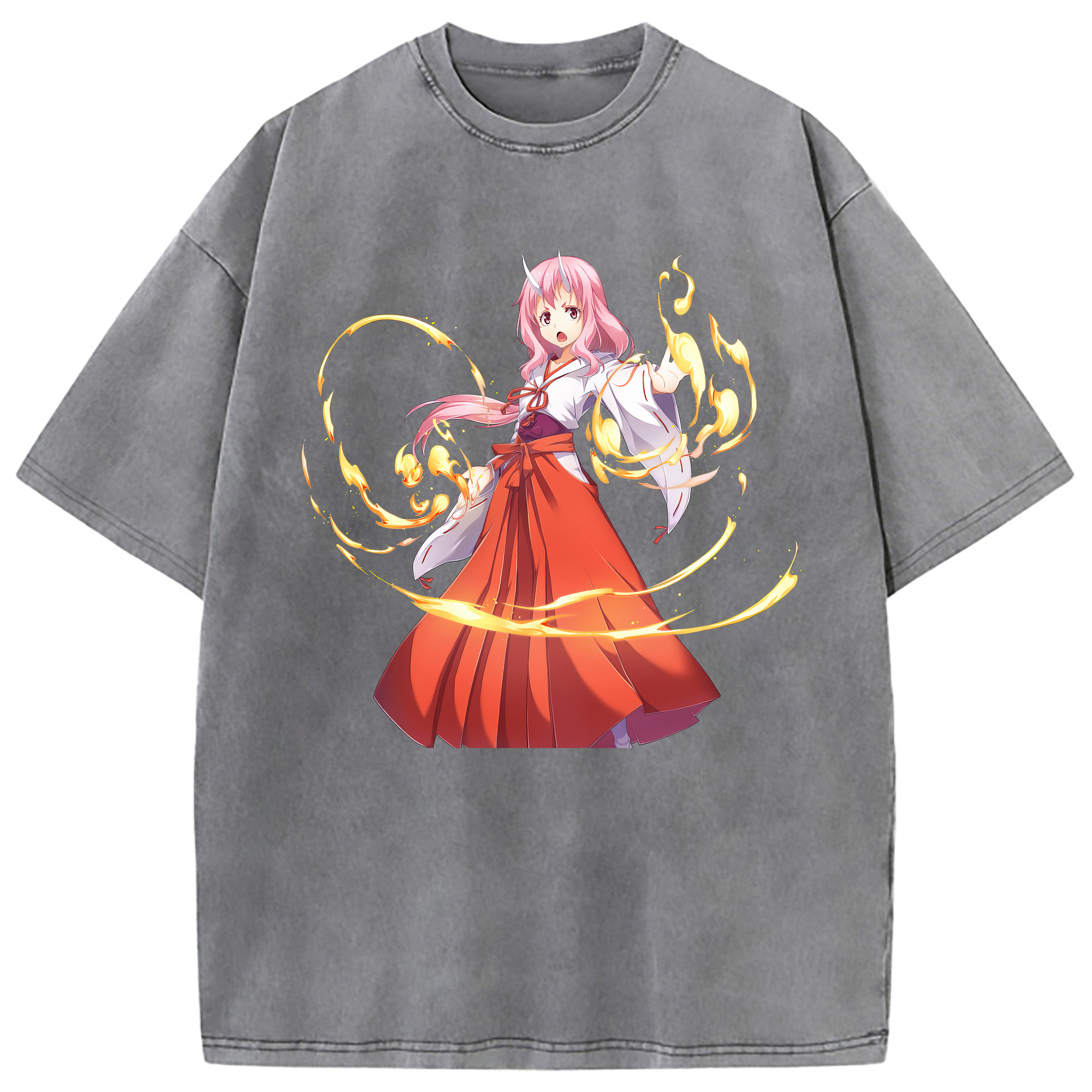 （画像用） 転スラ Regarding Reincarnated to Slime 綿100% ヴィンテージ風 半袖Tシャツ（フロントプリント）