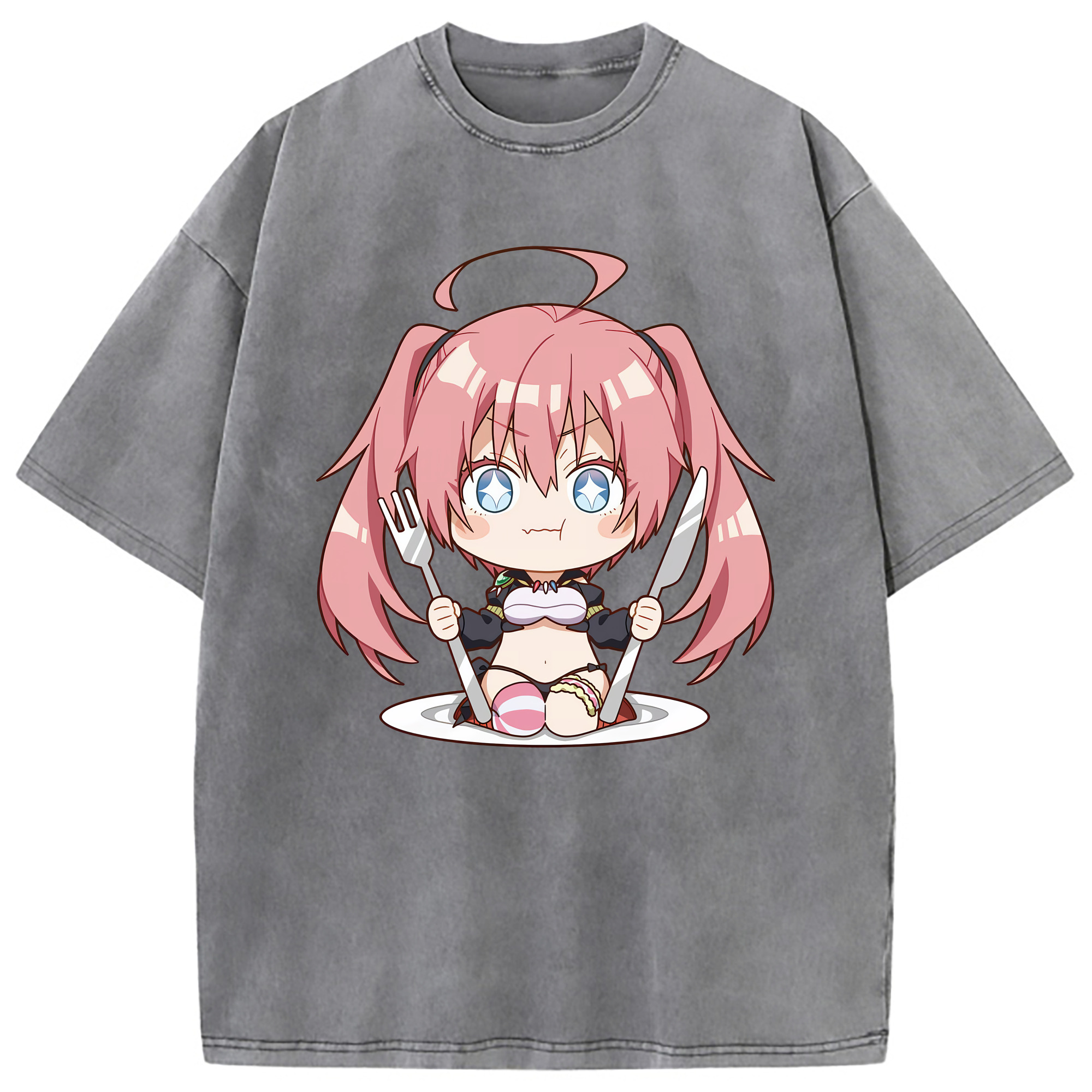 （画像用） 転スラ Regarding Reincarnated to Slime 綿100% ヴィンテージ風 半袖Tシャツ（フロントプリント）