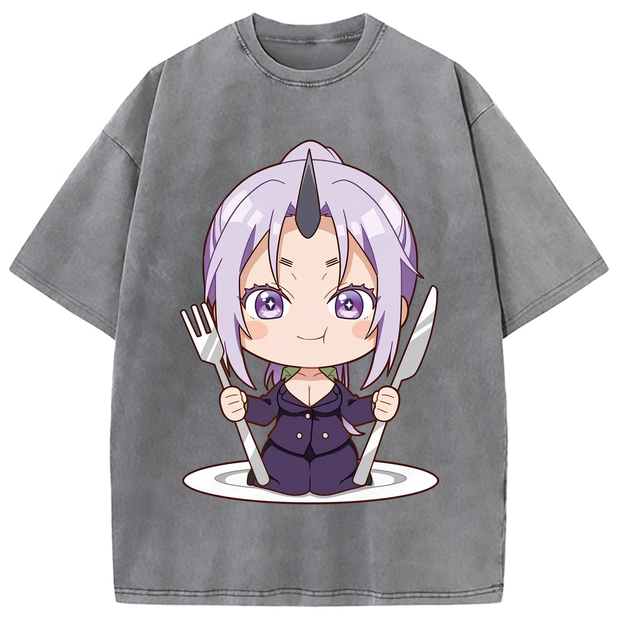 （画像用） 転スラ Regarding Reincarnated to Slime 綿100% ヴィンテージ風 半袖Tシャツ（フロントプリント）