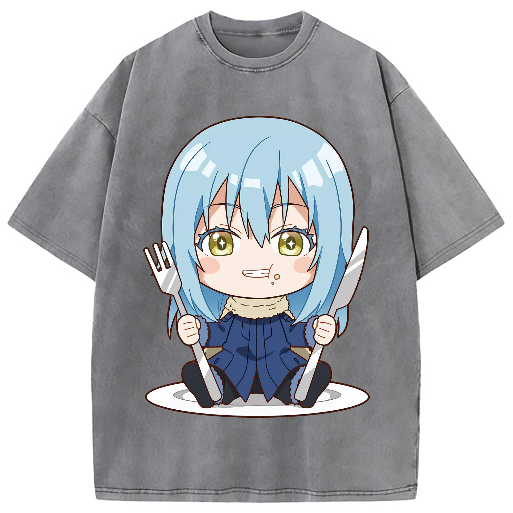 （画像用） 転スラ Regarding Reincarnated to Slime 綿100% ヴィンテージ風 半袖Tシャツ（フロントプリント）