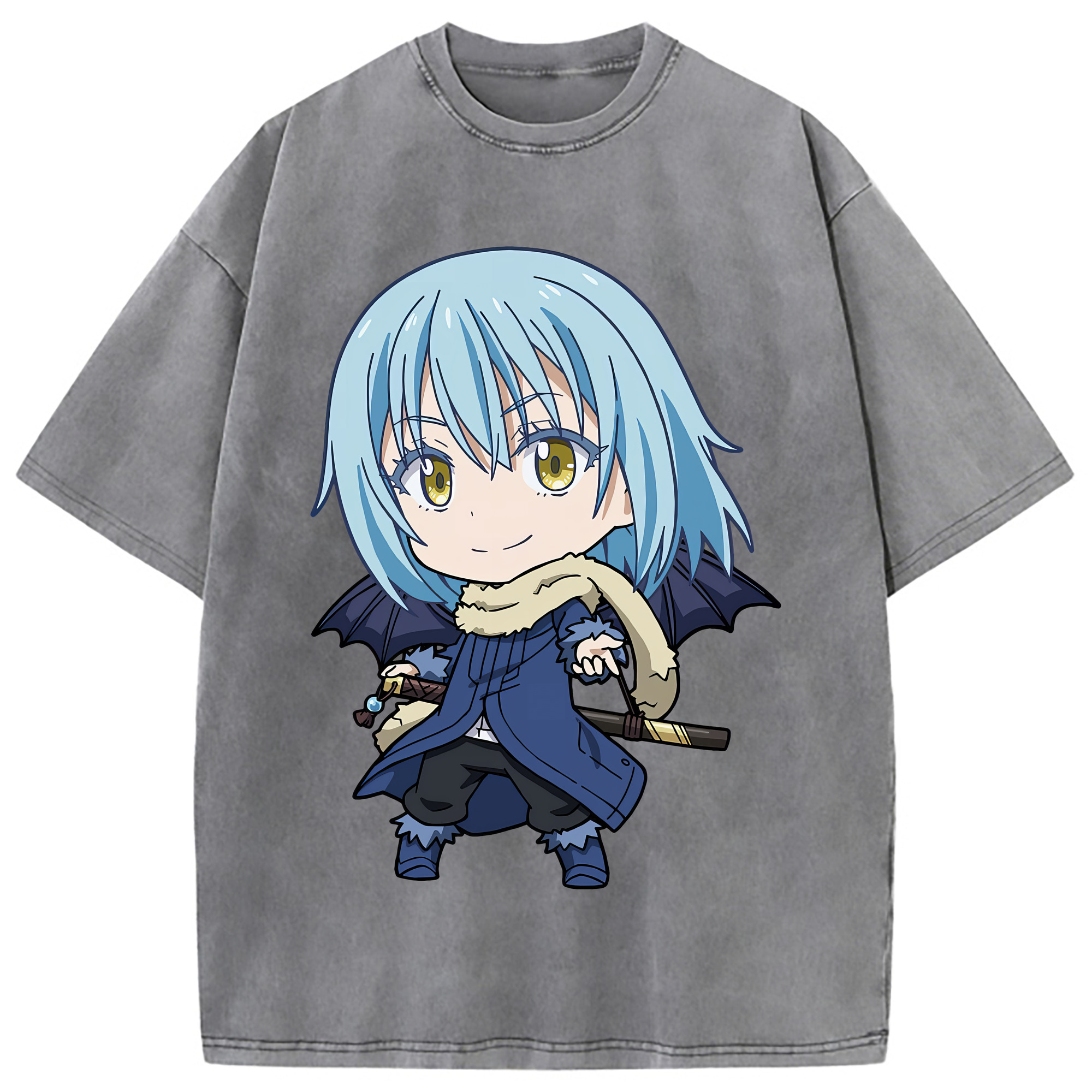 （画像用） 転スラ Regarding Reincarnated to Slime 綿100% ヴィンテージ風 半袖Tシャツ（フロントプリント）