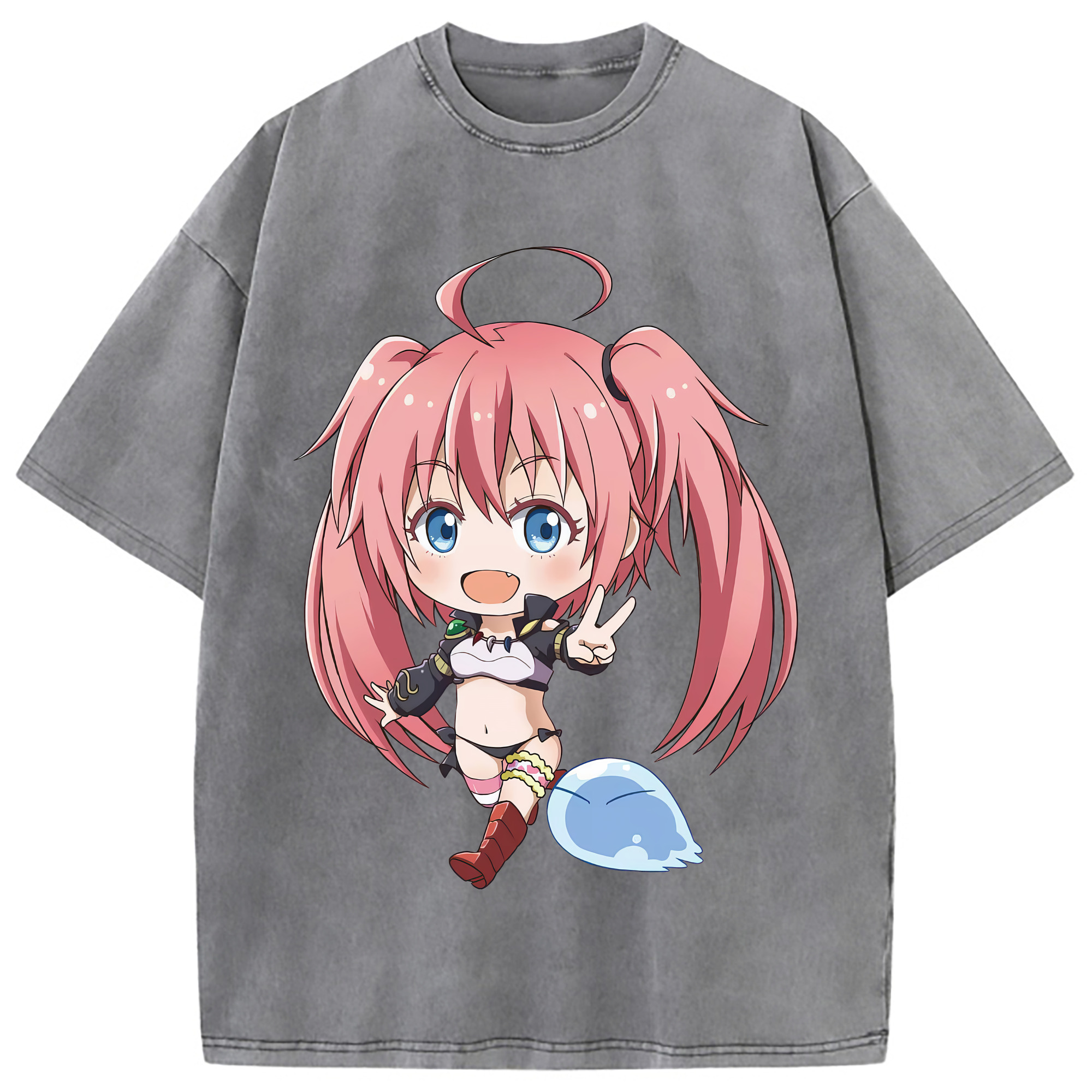 （画像用） 転スラ Regarding Reincarnated to Slime 綿100% ヴィンテージ風 半袖Tシャツ（フロントプリント）