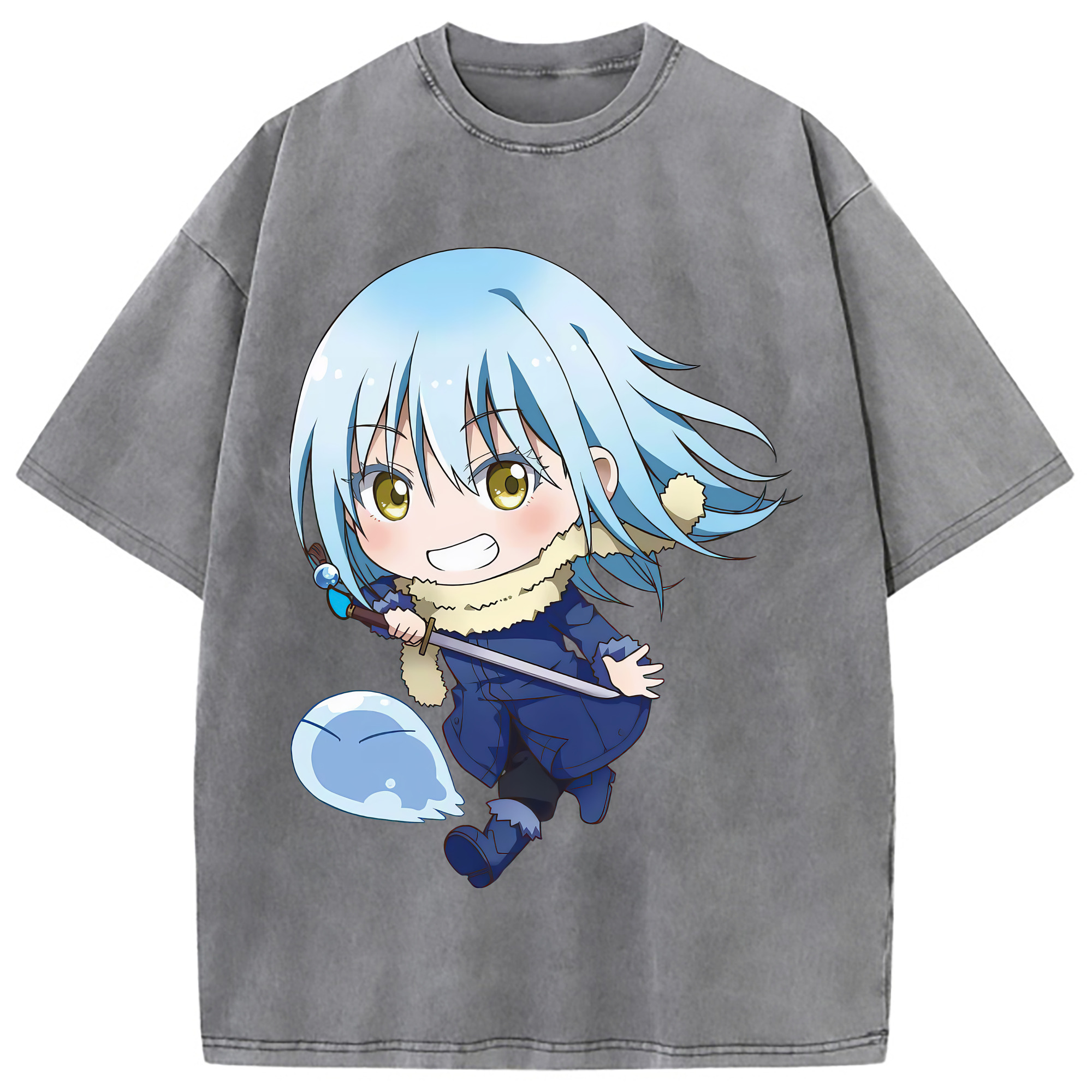 （画像用） 転スラ Regarding Reincarnated to Slime 綿100% ヴィンテージ風 半袖Tシャツ（フロントプリント）