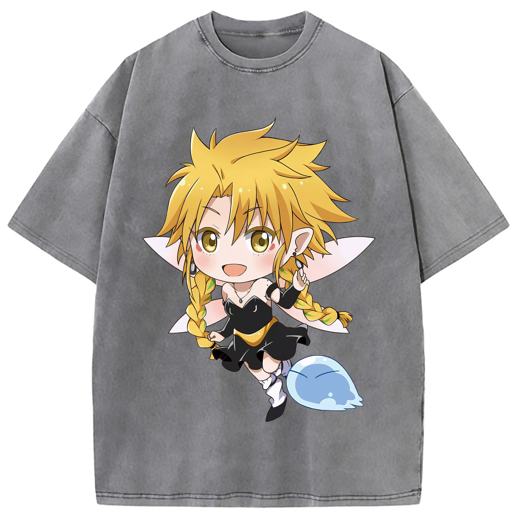 （画像用） 転スラ Regarding Reincarnated to Slime 綿100% ヴィンテージ風 半袖Tシャツ（フロントプリント）