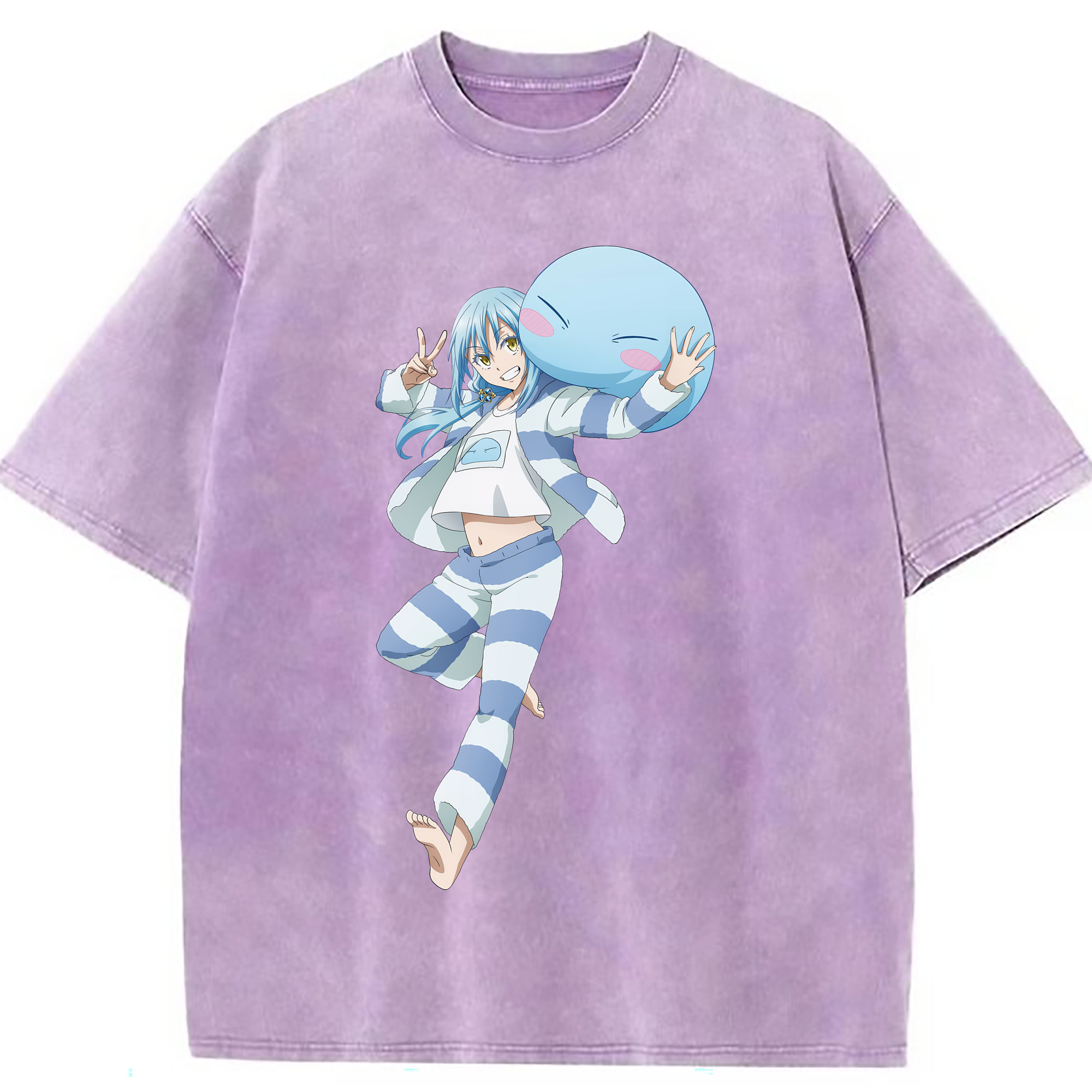 （画像用） 転スラ Regarding Reincarnated to Slime 綿100% ヴィンテージ風 半袖Tシャツ（フロントプリント）