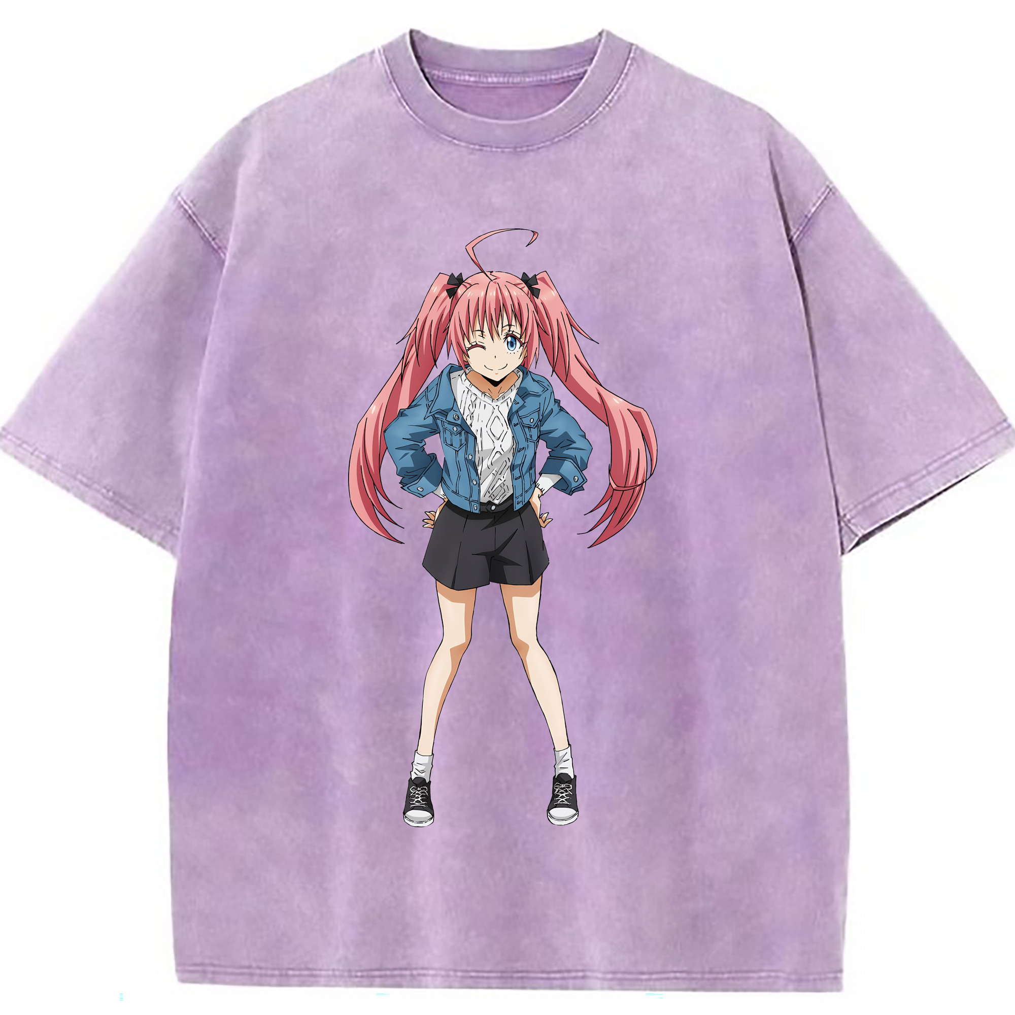 （画像用） 転スラ Regarding Reincarnated to Slime 綿100% ヴィンテージ風 半袖Tシャツ（フロントプリント）