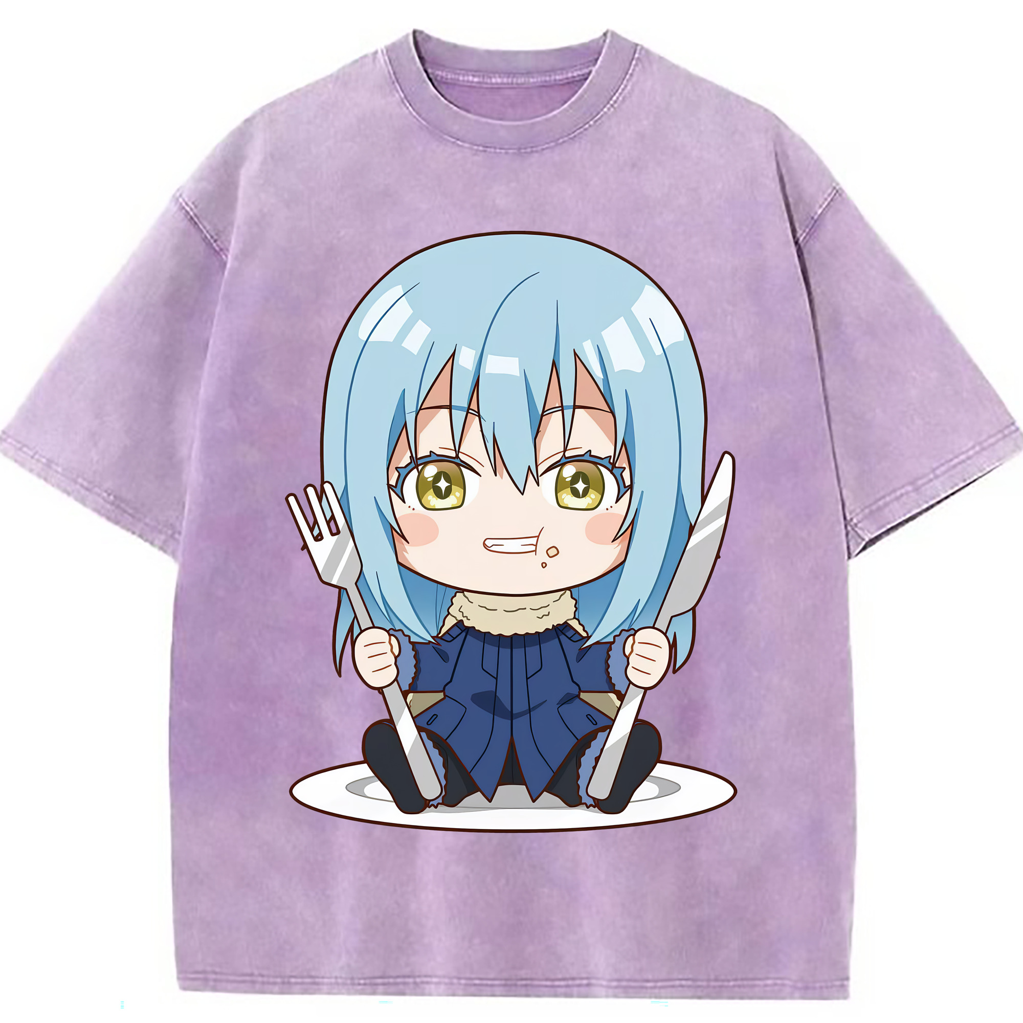 （画像用） 転スラ Regarding Reincarnated to Slime 綿100% ヴィンテージ風 半袖Tシャツ（フロントプリント）