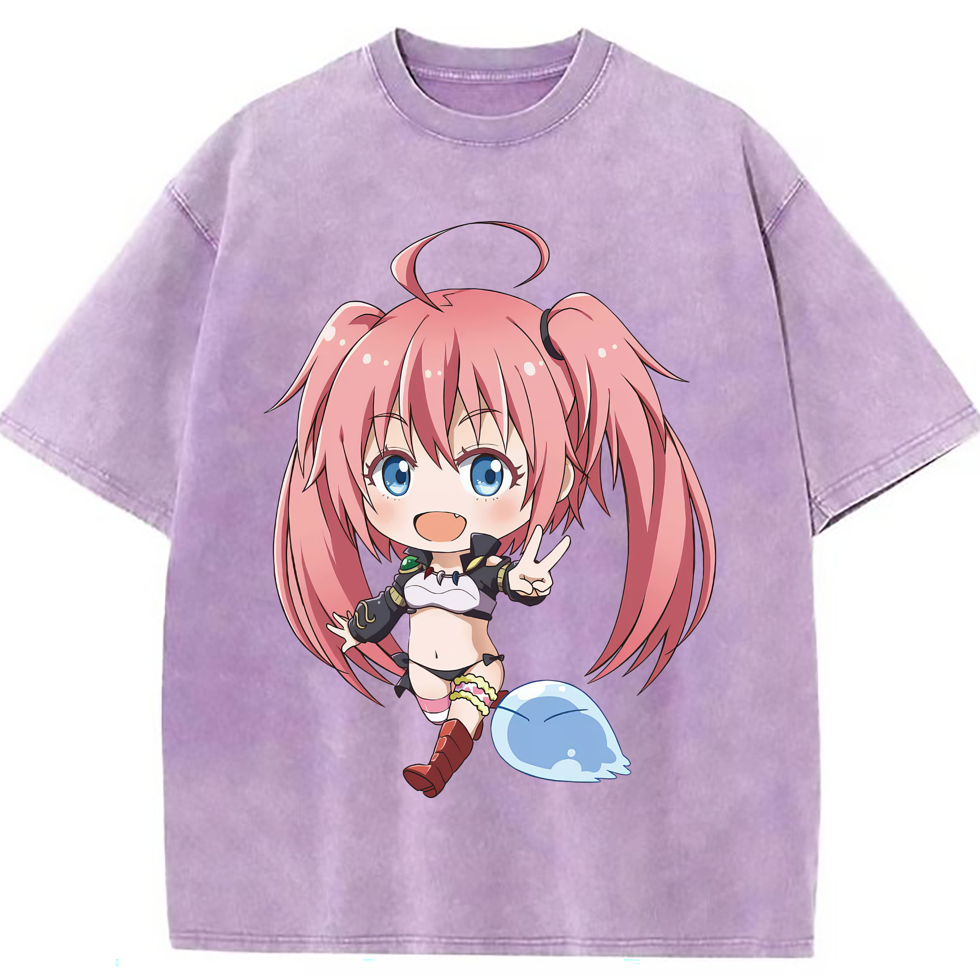 （画像用） 転スラ Regarding Reincarnated to Slime 綿100% ヴィンテージ風 半袖Tシャツ（フロントプリント）