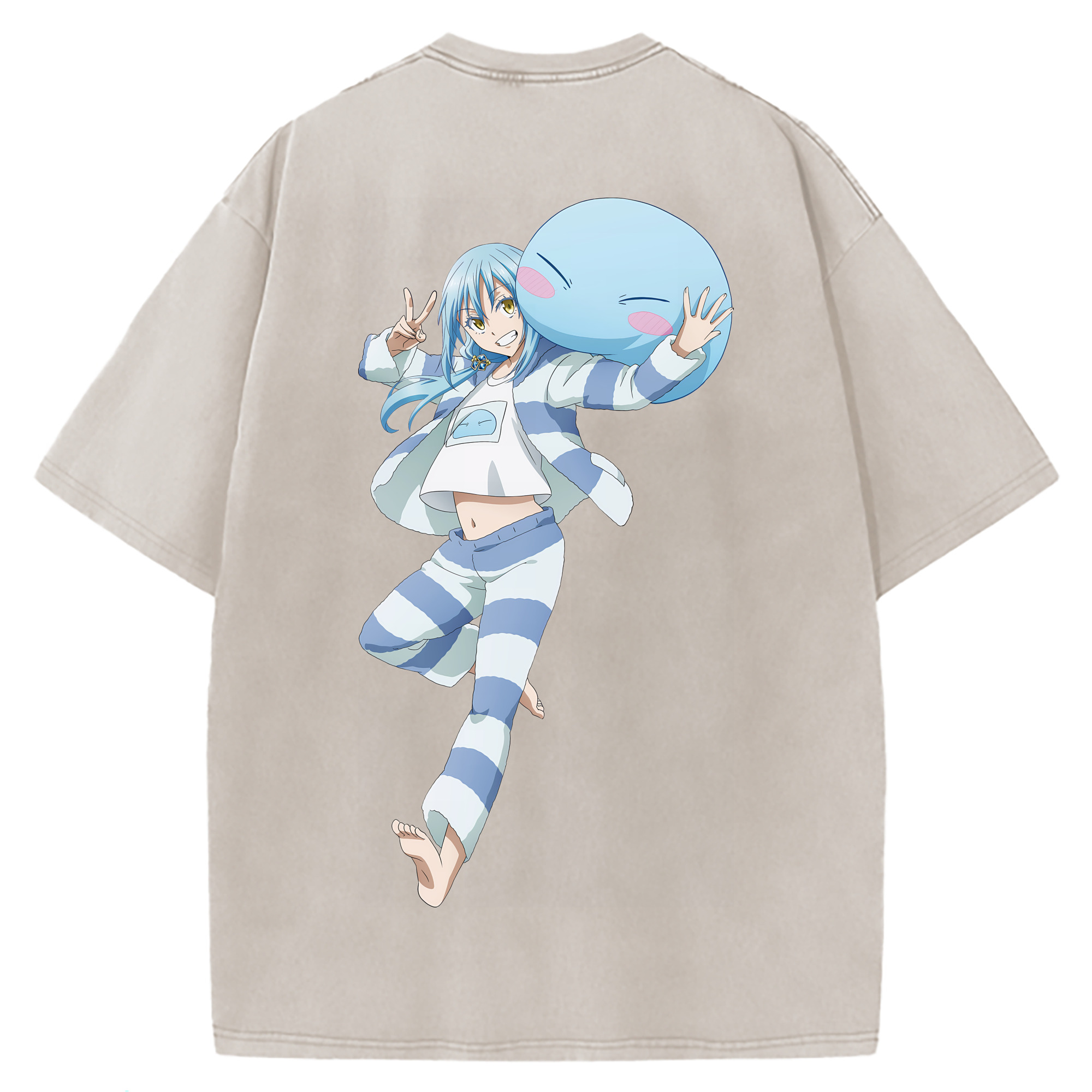 （画像用） 転スラ Regarding Reincarnated to Slime 綿100% ヴィンテージ風 半袖Tシャツ（背面プリント）