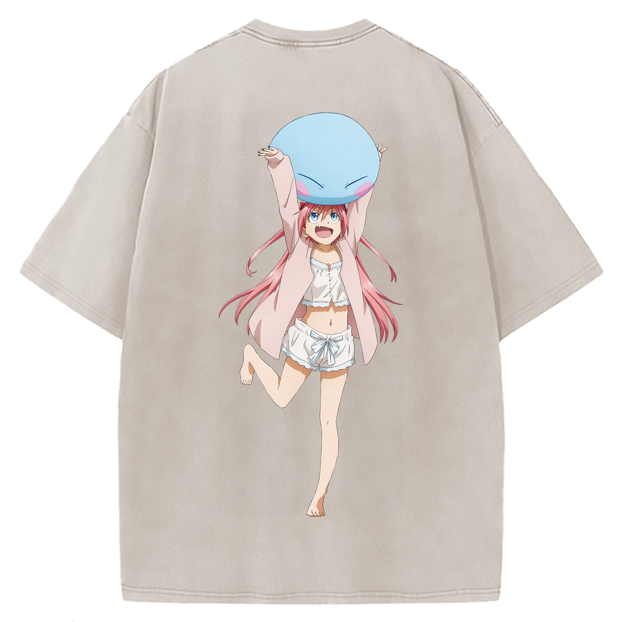 （画像用） 転スラ Regarding Reincarnated to Slime 綿100% ヴィンテージ風 半袖Tシャツ（背面プリント）