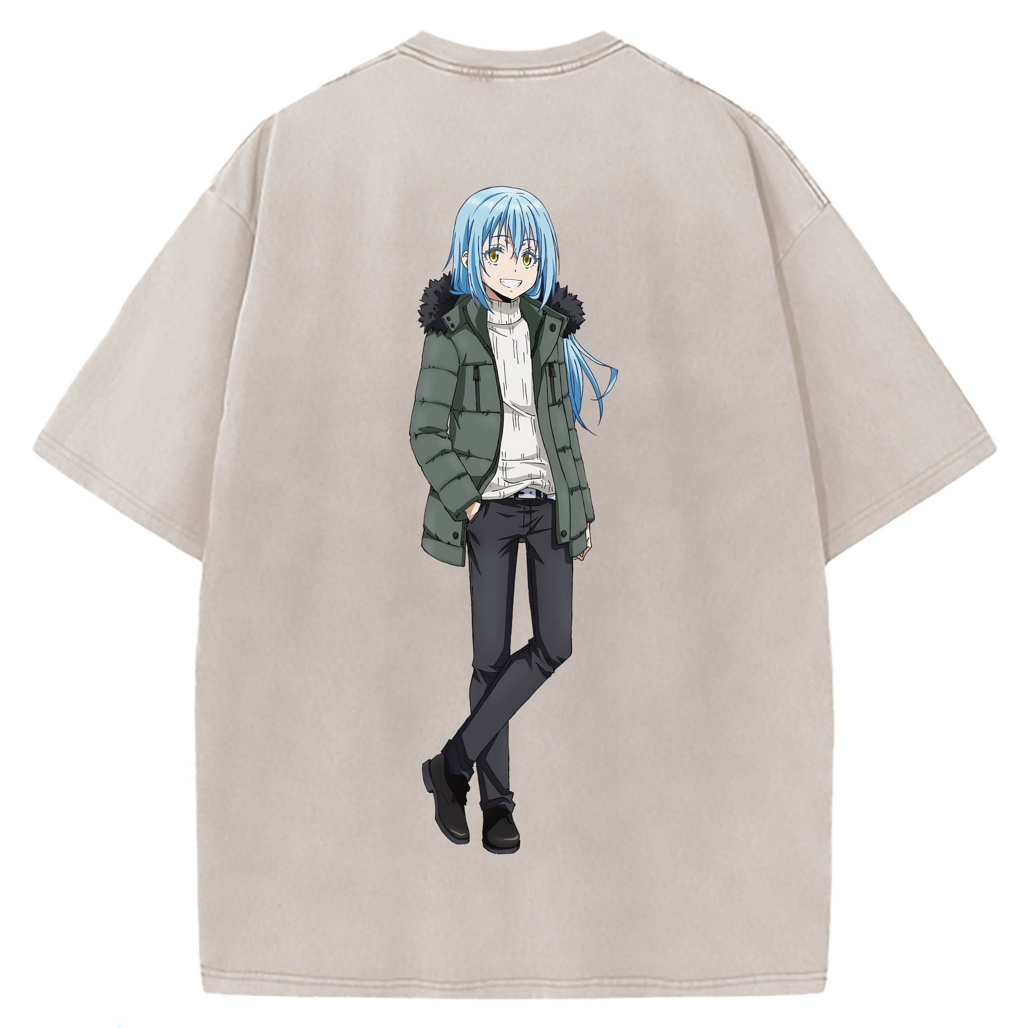 （画像用） 転スラ Regarding Reincarnated to Slime 綿100% ヴィンテージ風 半袖Tシャツ（背面プリント）