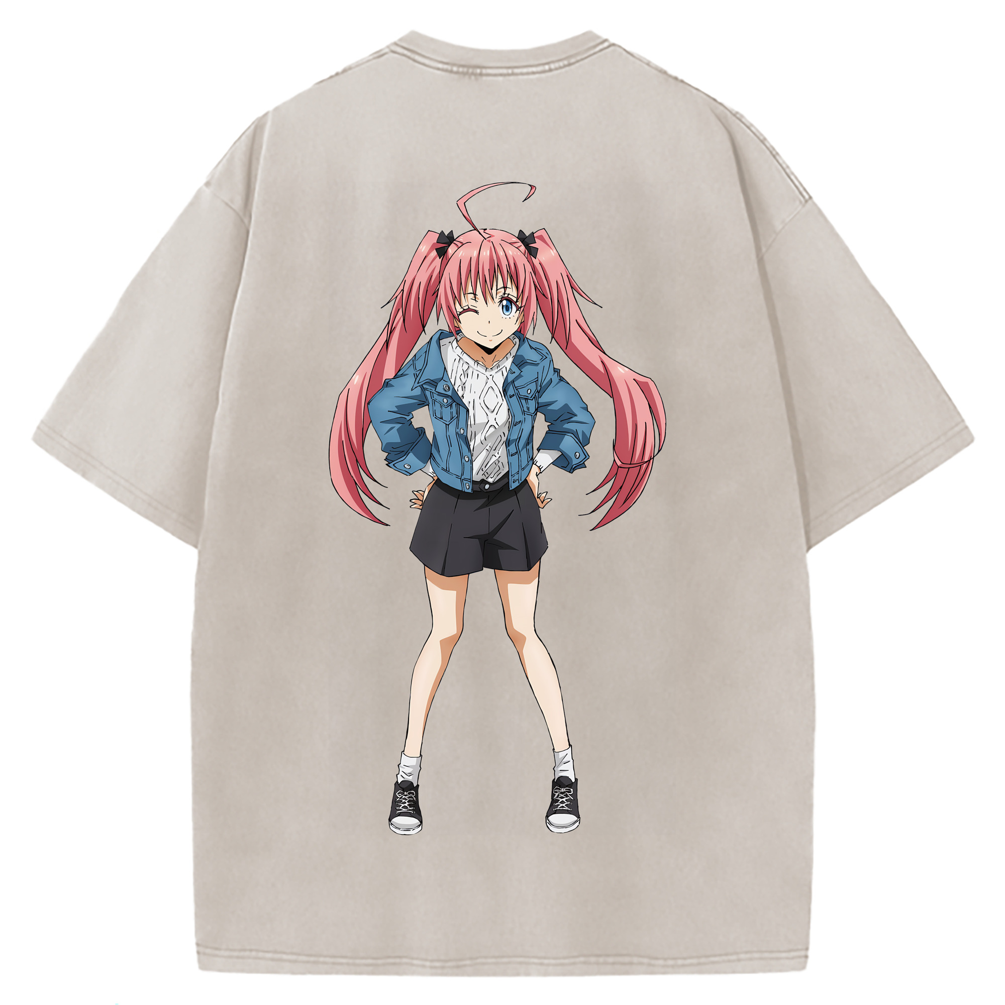 （画像用） 転スラ Regarding Reincarnated to Slime 綿100% ヴィンテージ風 半袖Tシャツ（背面プリント）