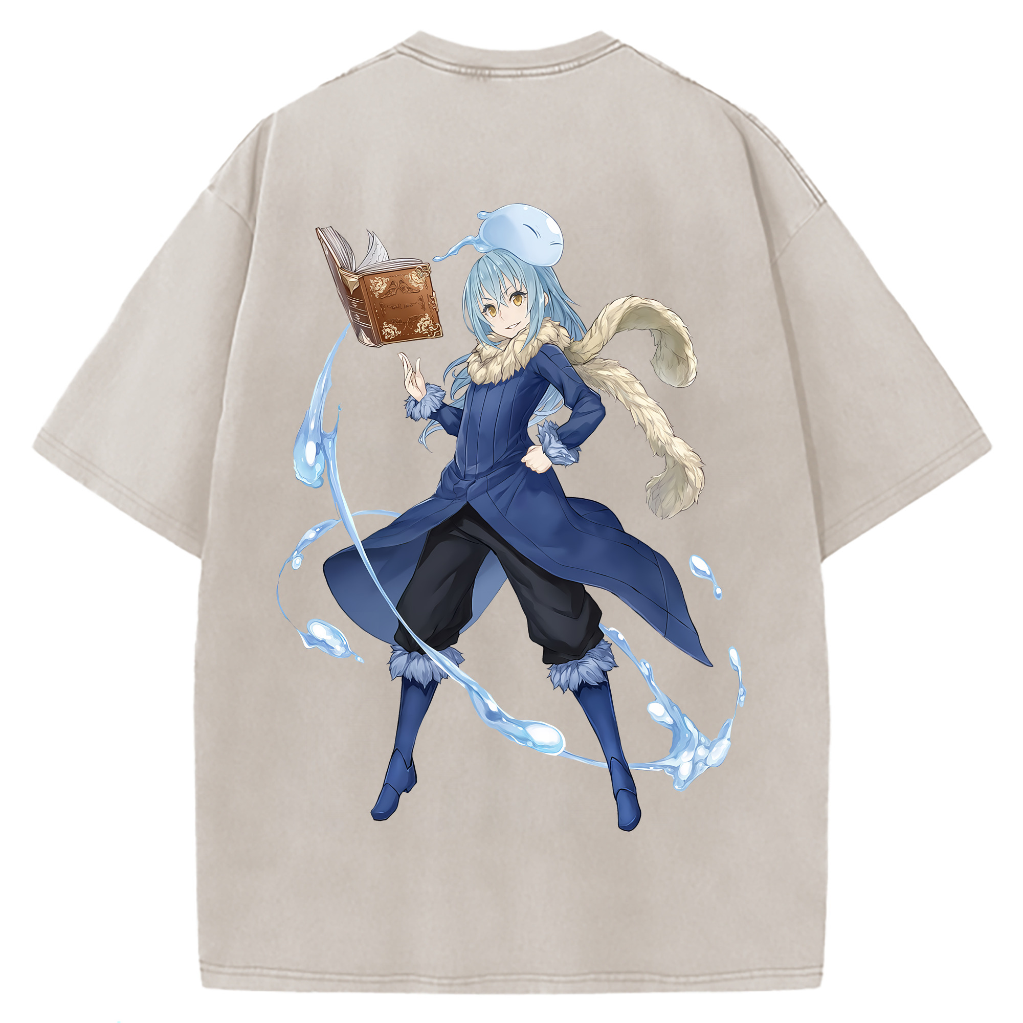 （画像用） 転スラ Regarding Reincarnated to Slime 綿100% ヴィンテージ風 半袖Tシャツ（背面プリント）