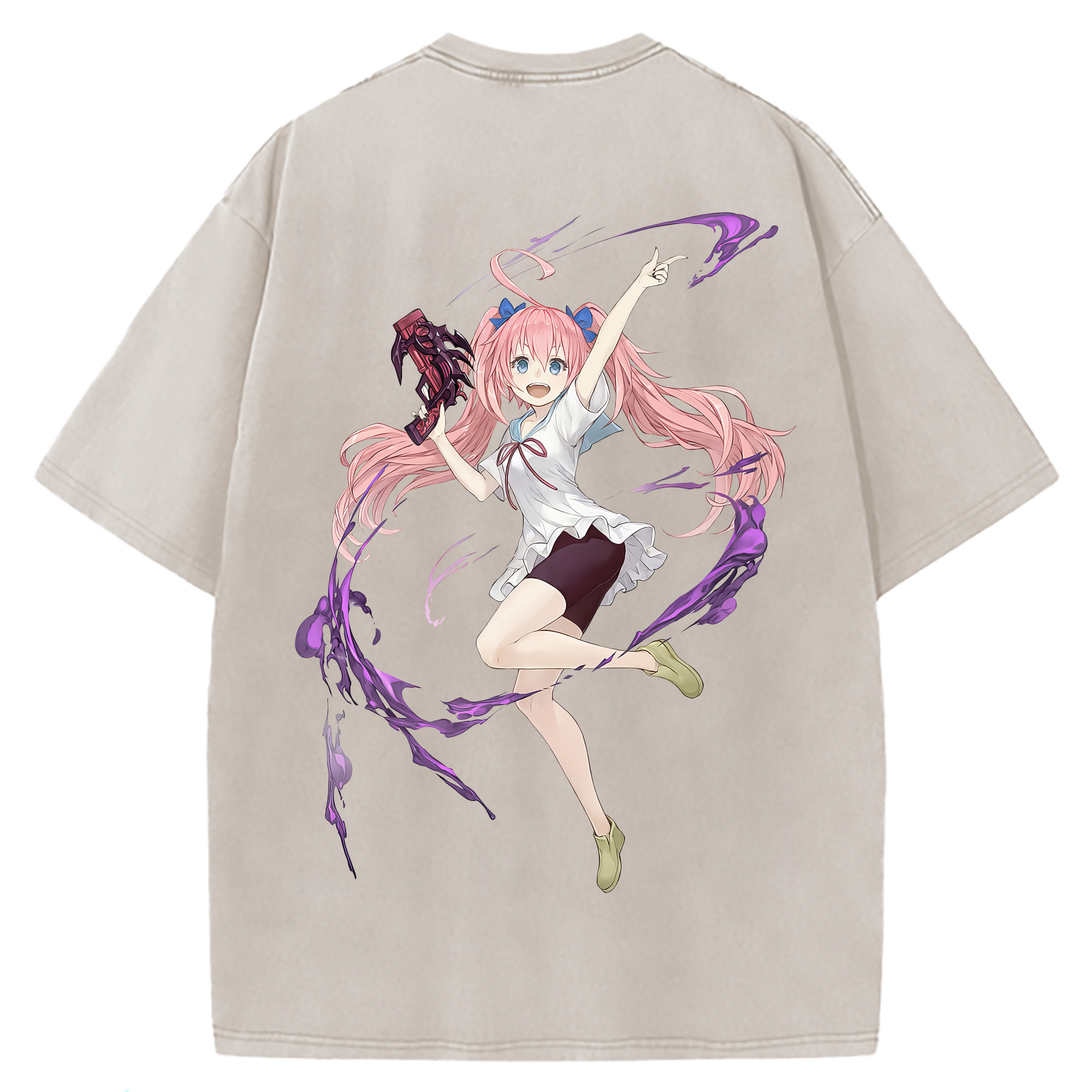 （画像用） 転スラ Regarding Reincarnated to Slime 綿100% ヴィンテージ風 半袖Tシャツ（背面プリント）