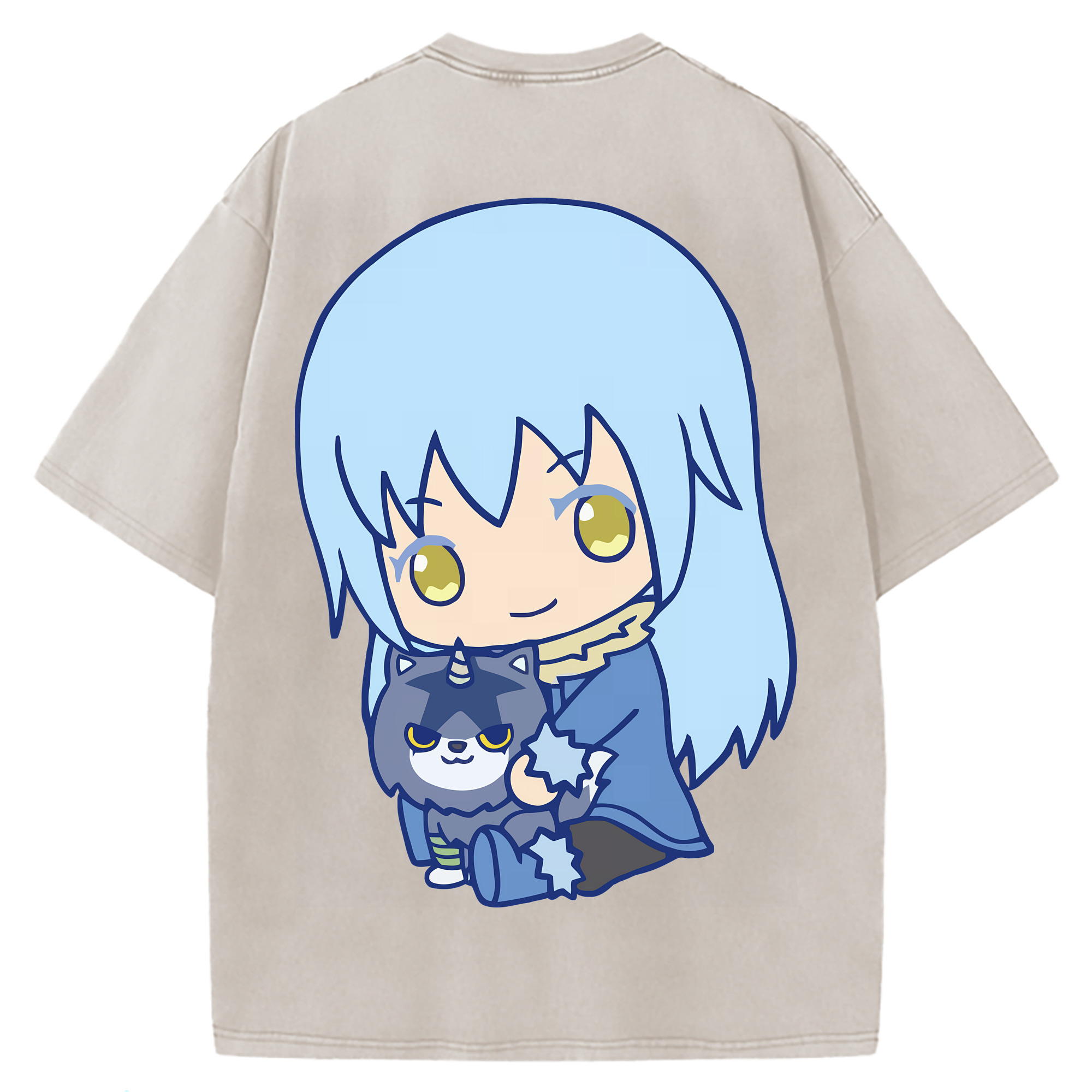 （画像用） 転スラ Regarding Reincarnated to Slime 綿100% ヴィンテージ風 半袖Tシャツ（背面プリント）