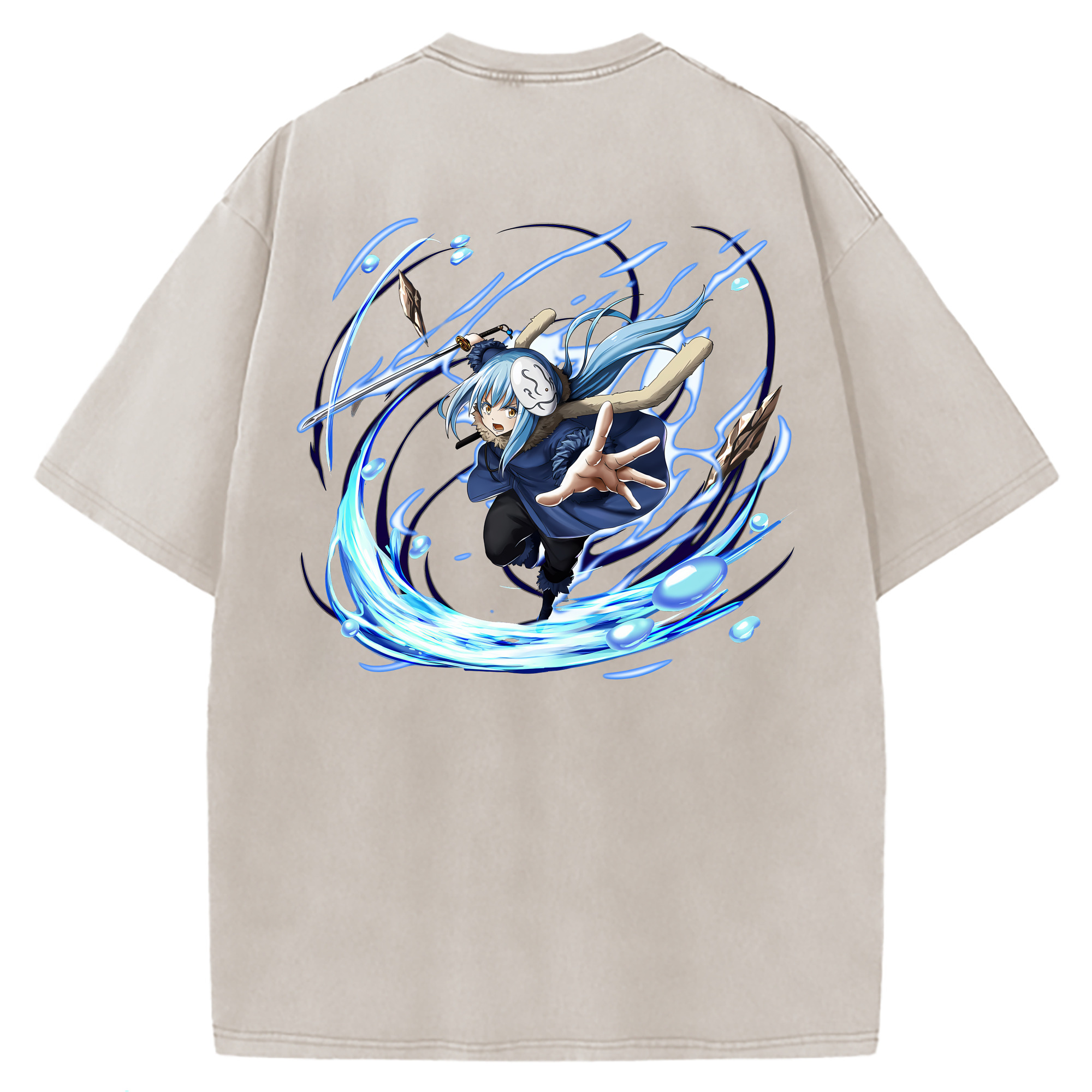 （画像用） 転スラ Regarding Reincarnated to Slime 綿100% ヴィンテージ風 半袖Tシャツ（背面プリント）