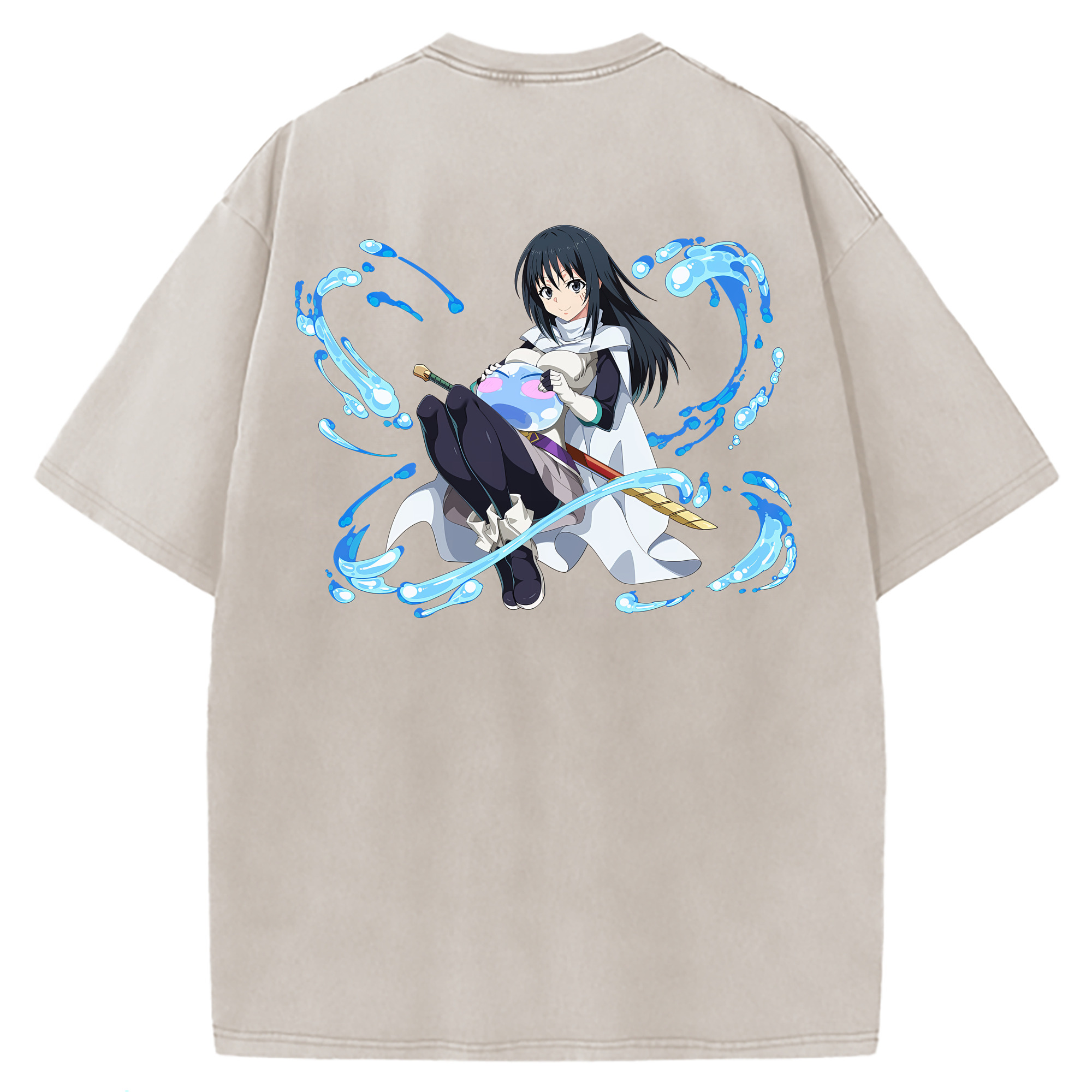 （画像用） 転スラ Regarding Reincarnated to Slime 綿100% ヴィンテージ風 半袖Tシャツ（背面プリント）