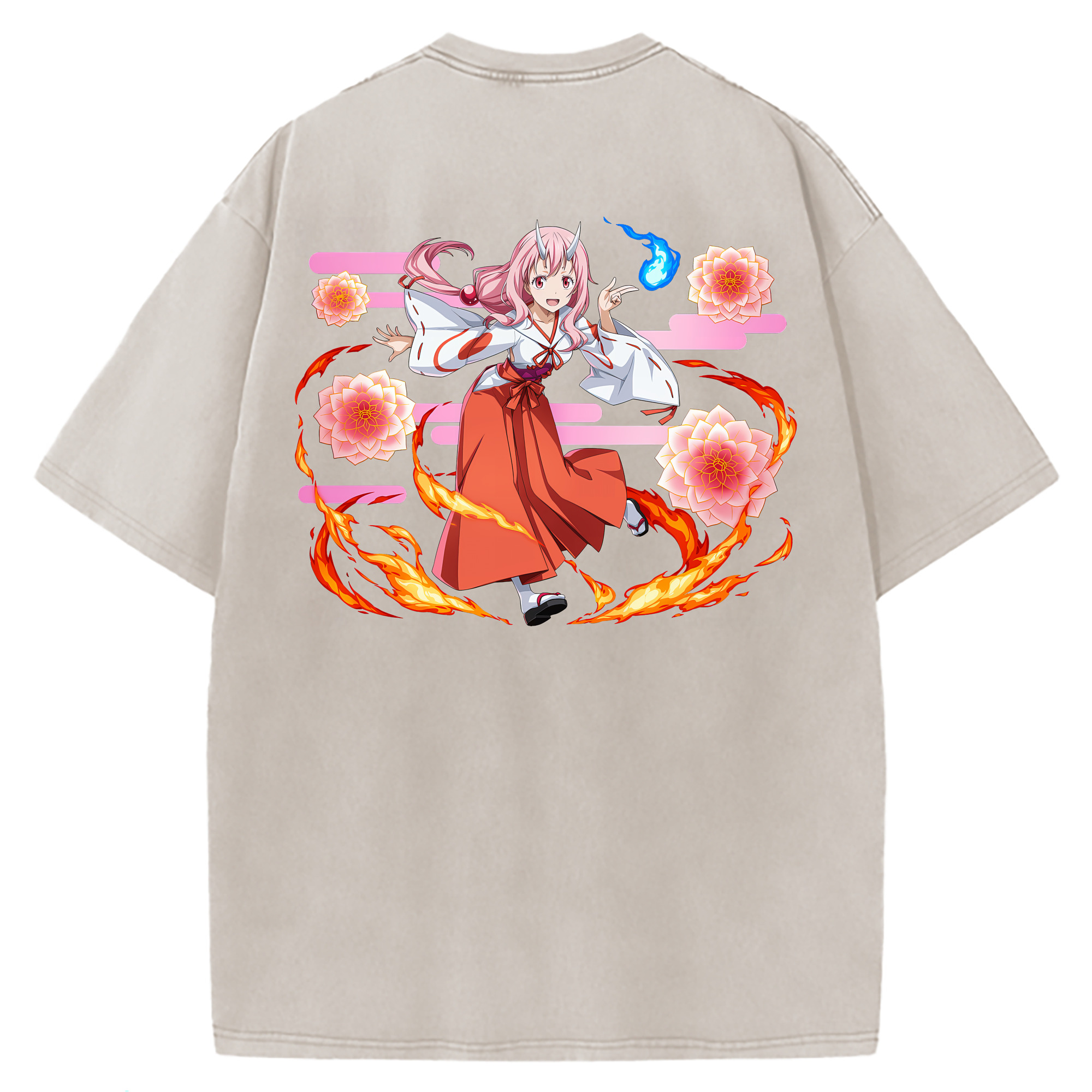 （画像用） 転スラ Regarding Reincarnated to Slime 綿100% ヴィンテージ風 半袖Tシャツ（背面プリント）