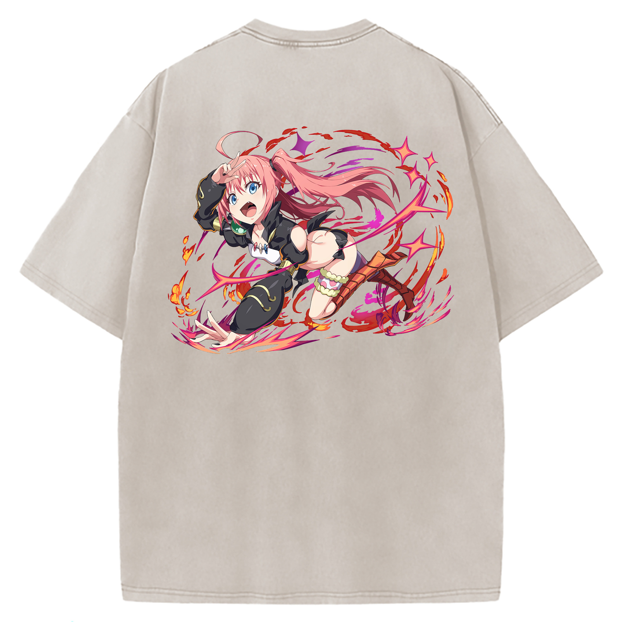 （画像用） 転スラ Regarding Reincarnated to Slime 綿100% ヴィンテージ風 半袖Tシャツ（背面プリント）