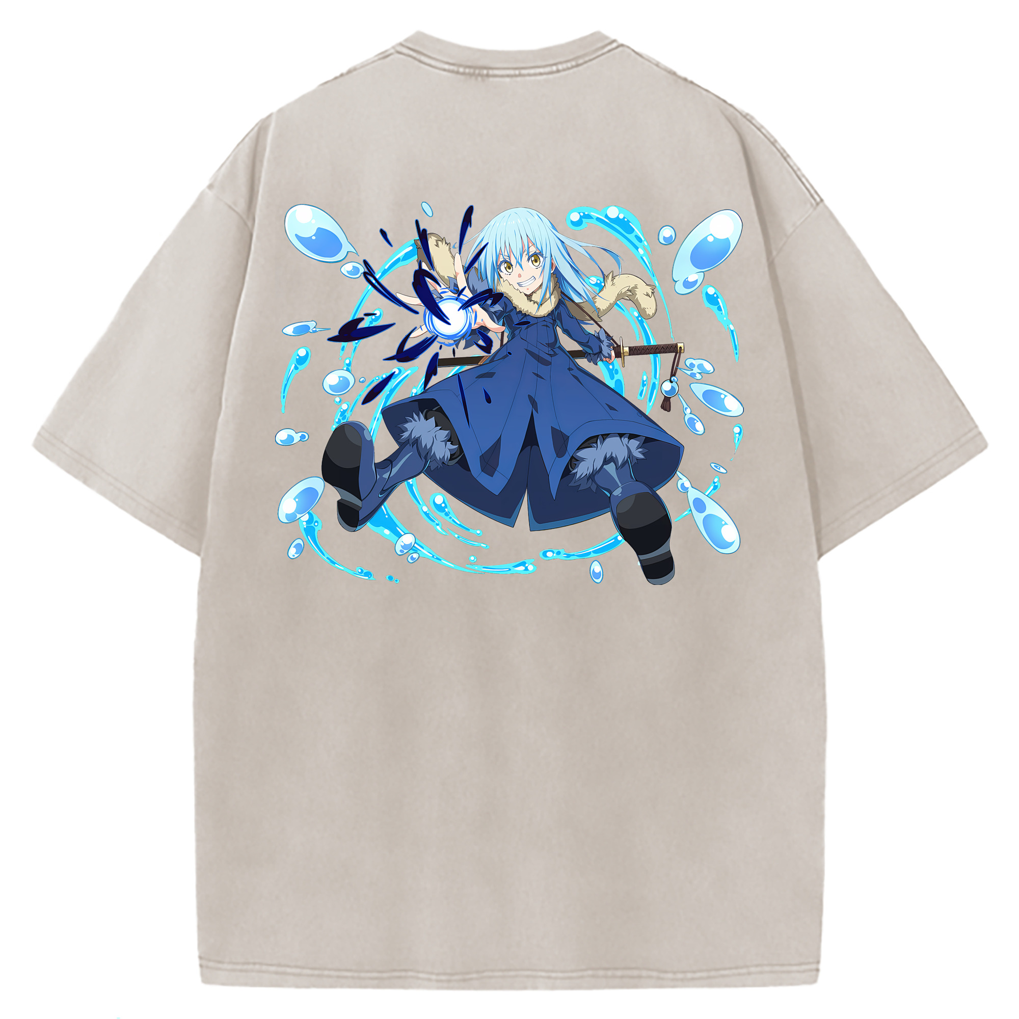 （画像用） 転スラ Regarding Reincarnated to Slime 綿100% ヴィンテージ風 半袖Tシャツ（背面プリント）