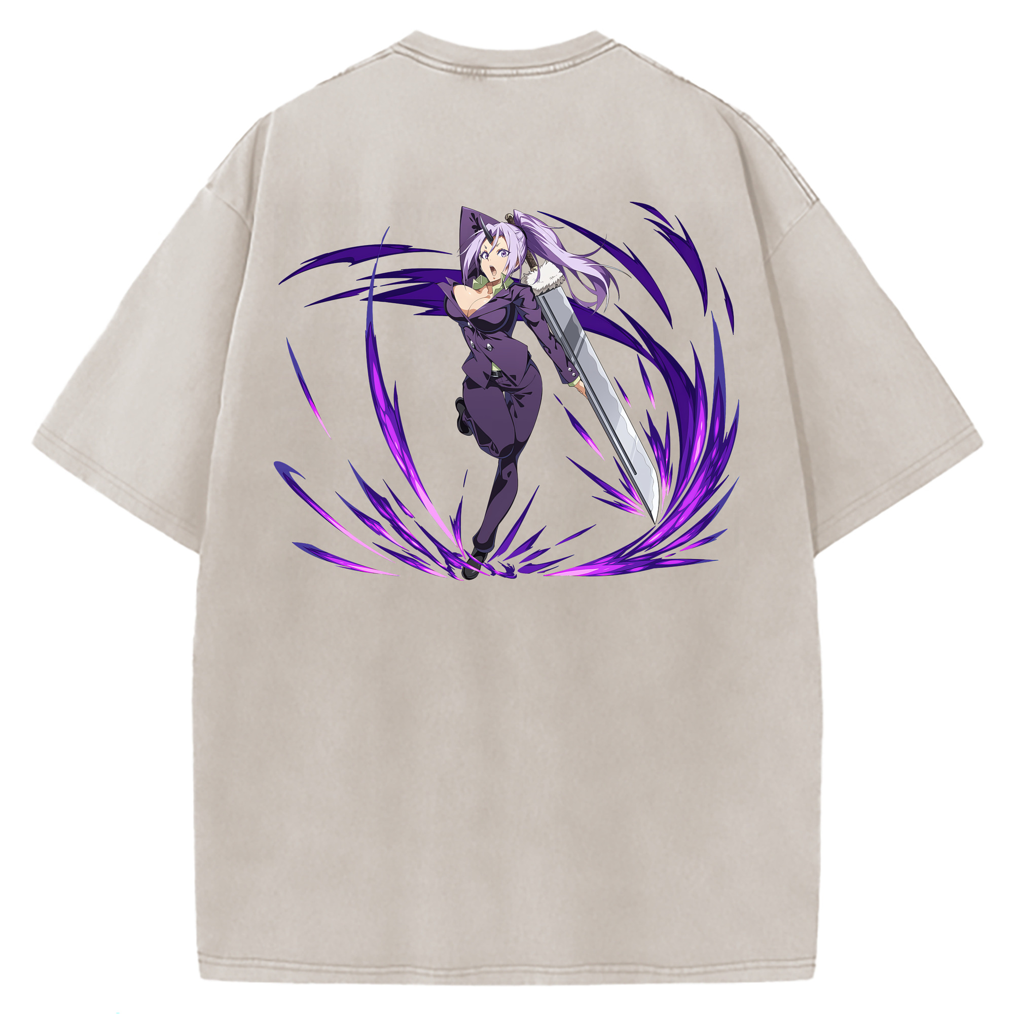（画像用） 転スラ Regarding Reincarnated to Slime 綿100% ヴィンテージ風 半袖Tシャツ（背面プリント）