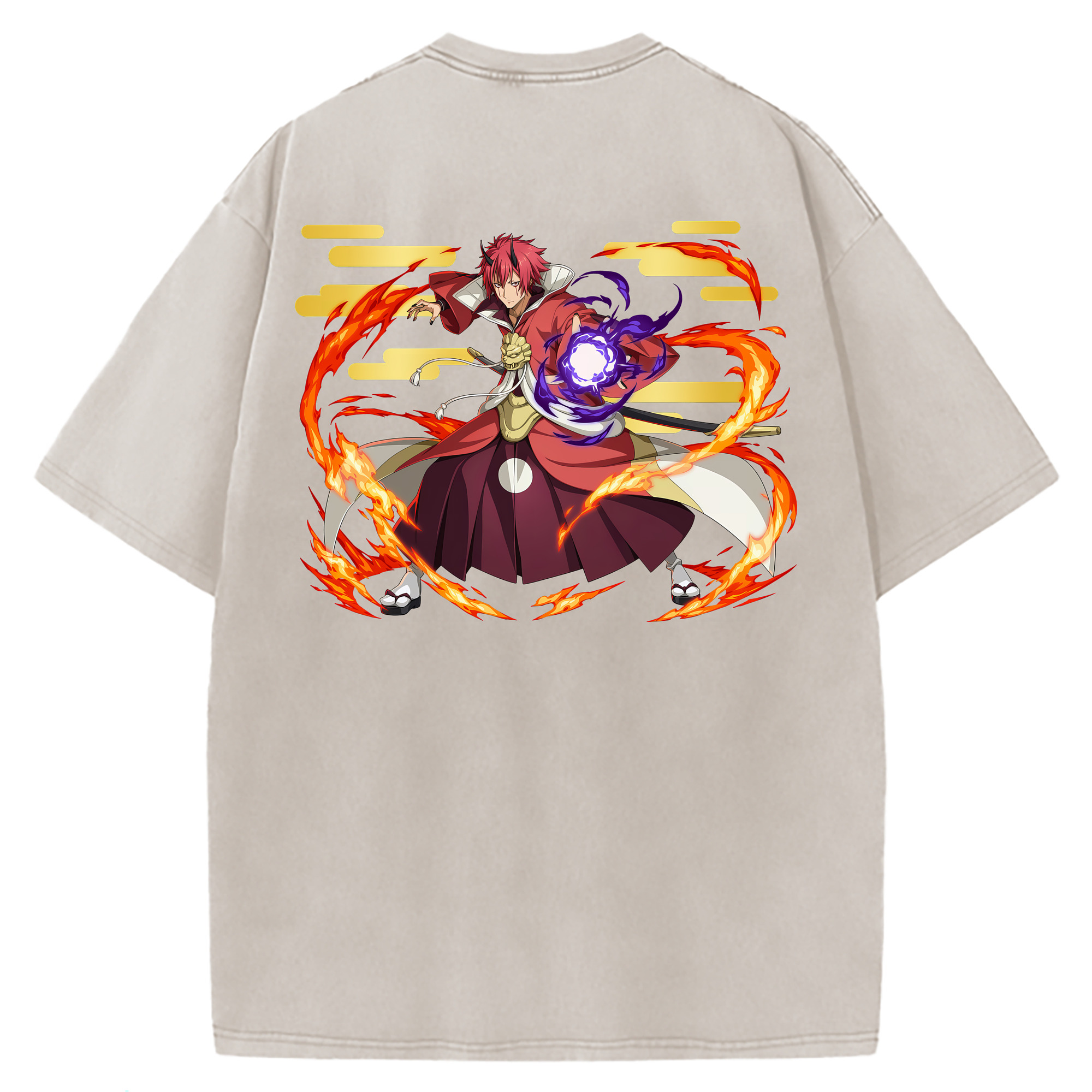 （画像用） 転スラ Regarding Reincarnated to Slime 綿100% ヴィンテージ風 半袖Tシャツ（背面プリント）