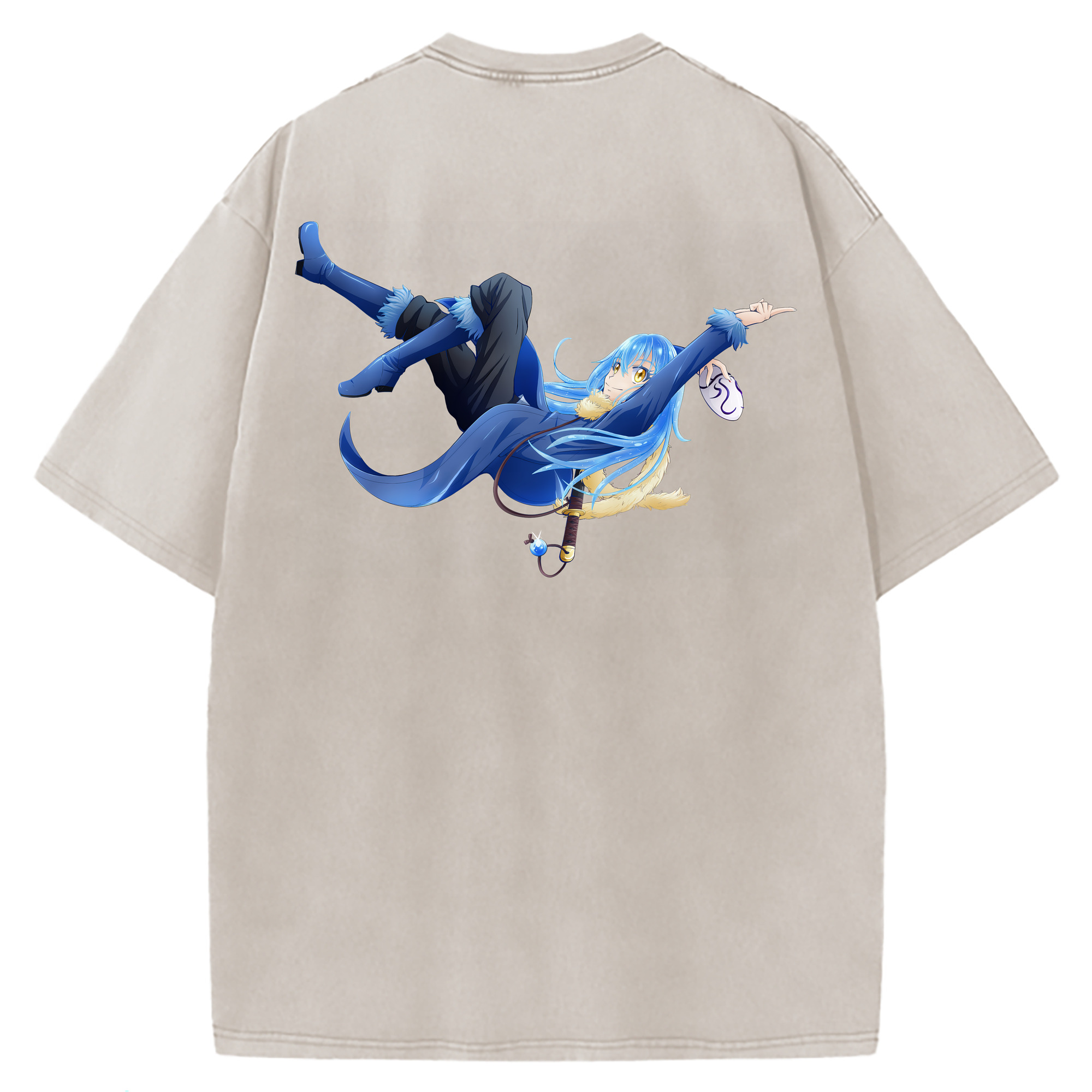 （画像用） 転スラ Regarding Reincarnated to Slime 綿100% ヴィンテージ風 半袖Tシャツ（背面プリント）