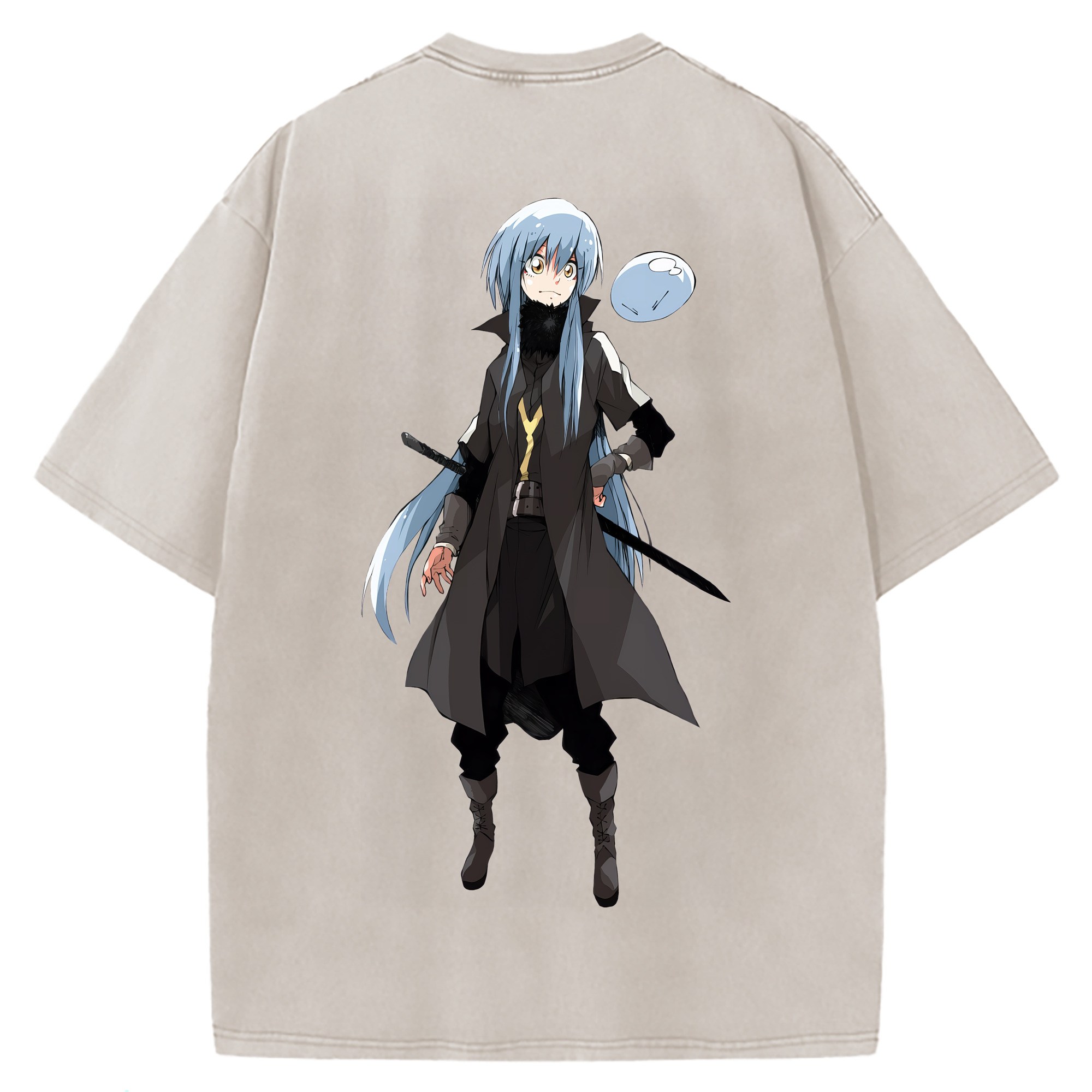 （画像用） 転スラ Regarding Reincarnated to Slime 綿100% ヴィンテージ風 半袖Tシャツ（背面プリント）