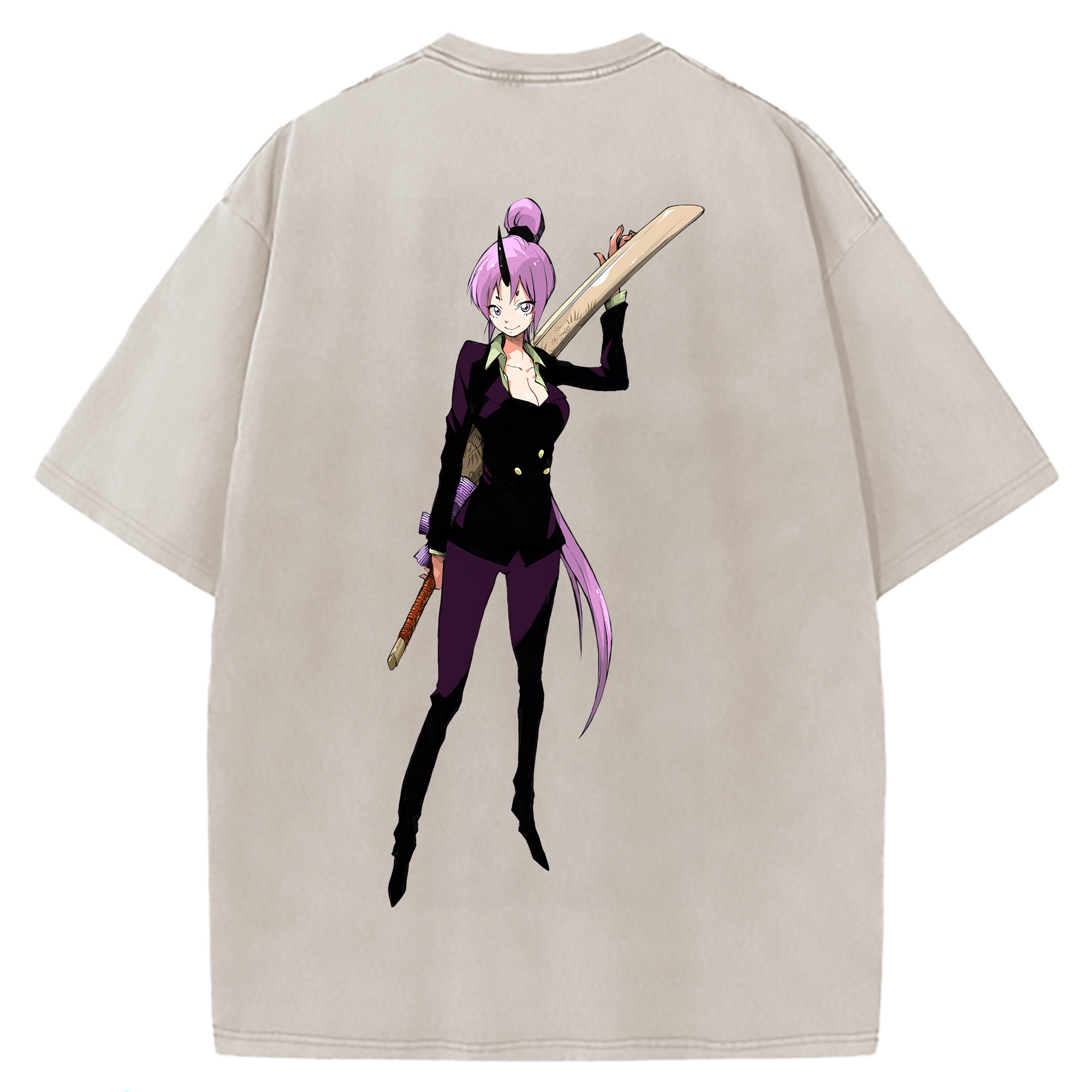 （画像用） 転スラ Regarding Reincarnated to Slime 綿100% ヴィンテージ風 半袖Tシャツ（背面プリント）