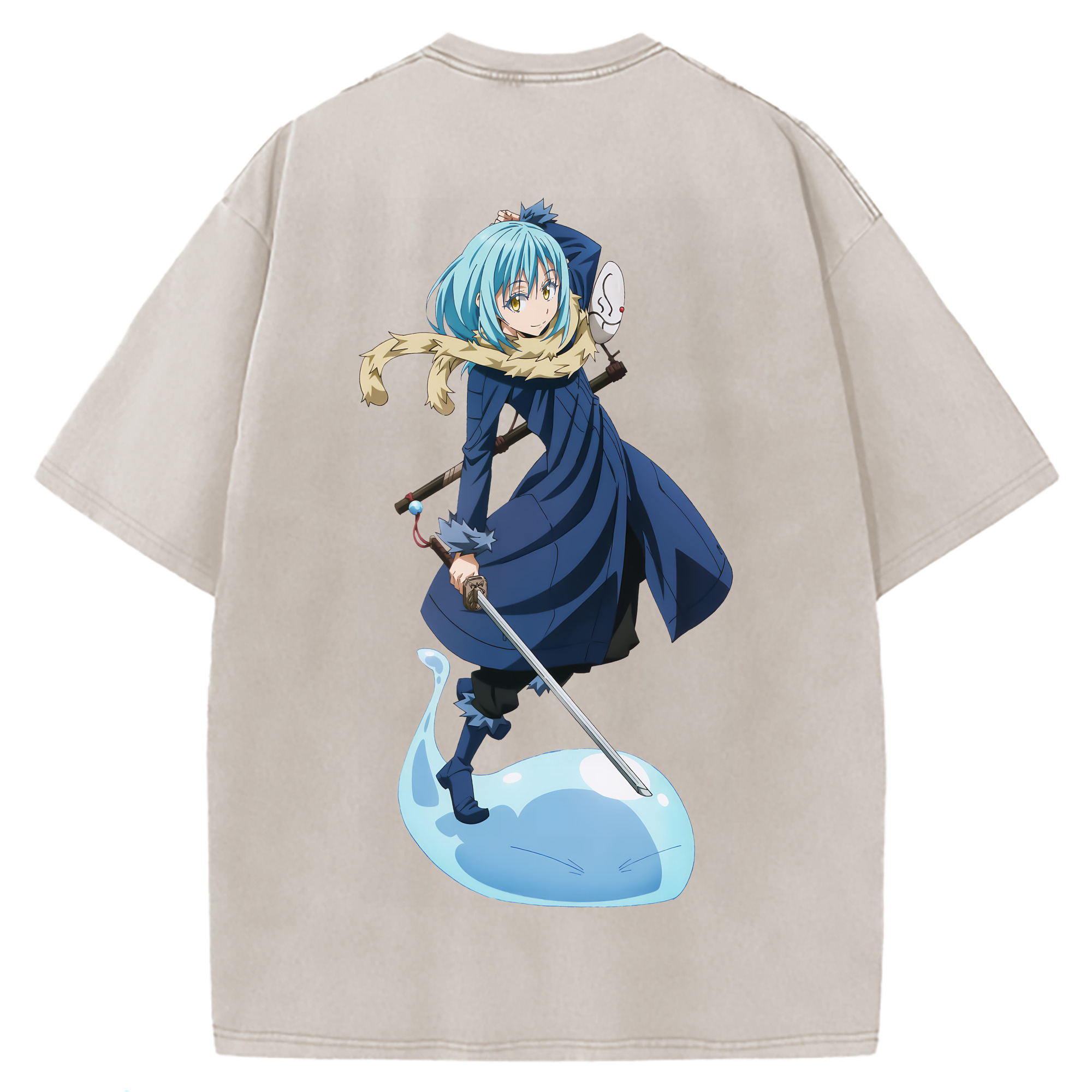 （画像用） 転スラ Regarding Reincarnated to Slime 綿100% ヴィンテージ風 半袖Tシャツ（背面プリント）