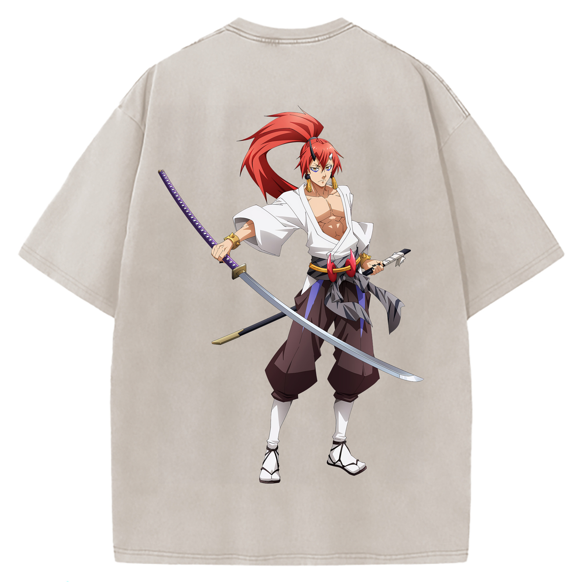 （画像用） 転スラ Regarding Reincarnated to Slime 綿100% ヴィンテージ風 半袖Tシャツ（背面プリント）