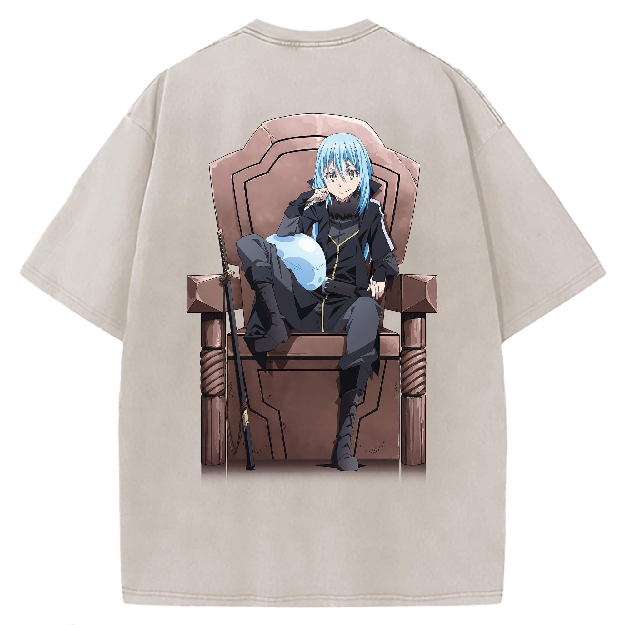 （画像用） 転スラ Regarding Reincarnated to Slime 綿100% ヴィンテージ風 半袖Tシャツ（背面プリント）