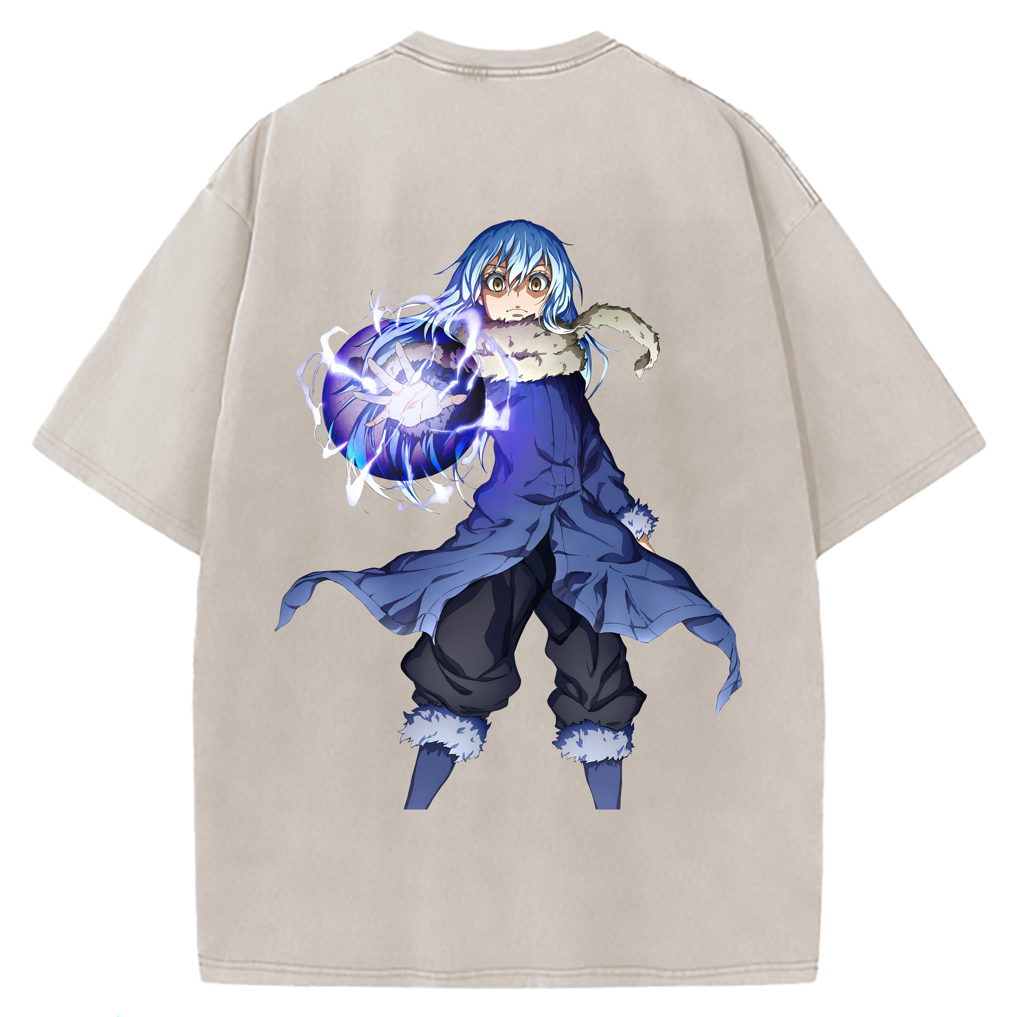 （画像用） 転スラ Regarding Reincarnated to Slime 綿100% ヴィンテージ風 半袖Tシャツ（背面プリント）