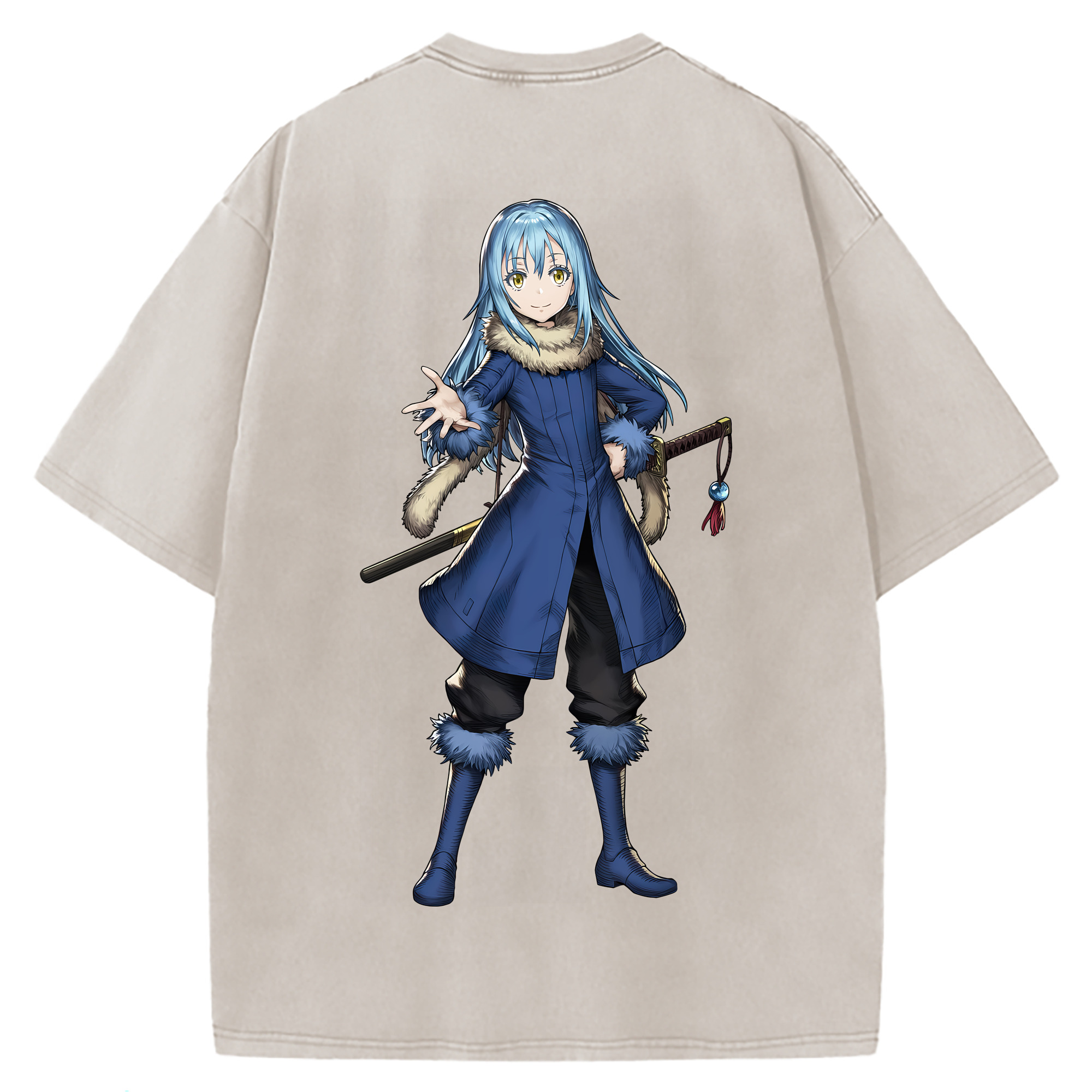 （画像用） 転スラ Regarding Reincarnated to Slime 綿100% ヴィンテージ風 半袖Tシャツ（背面プリント）