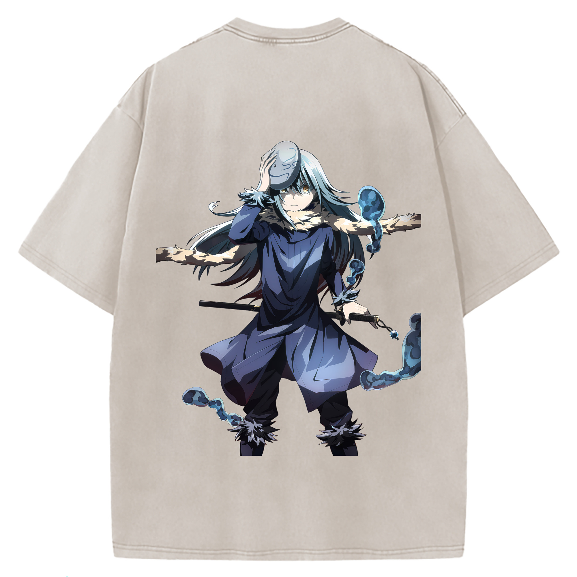 （画像用） 転スラ Regarding Reincarnated to Slime 綿100% ヴィンテージ風 半袖Tシャツ（背面プリント）