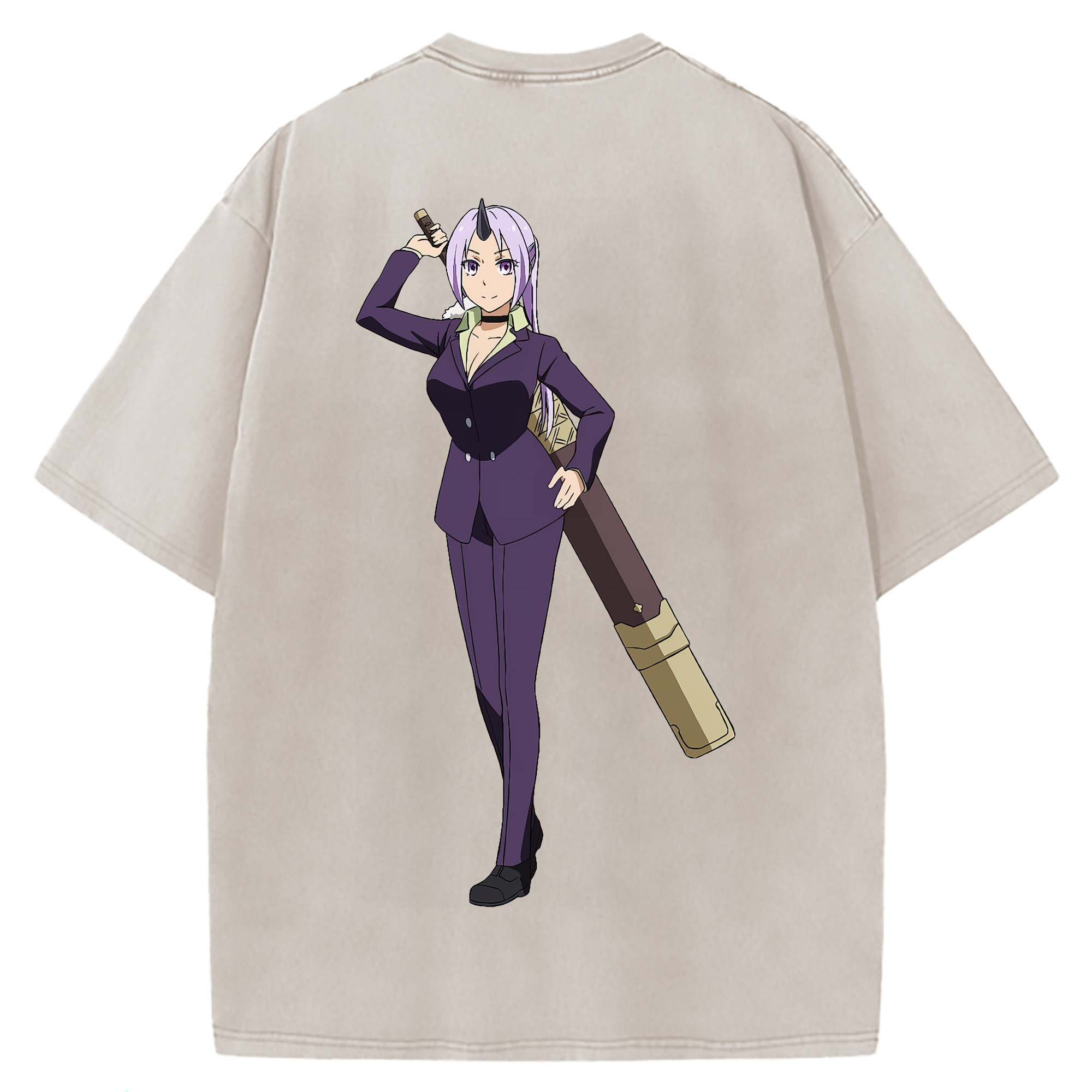 （画像用） 転スラ Regarding Reincarnated to Slime 綿100% ヴィンテージ風 半袖Tシャツ（背面プリント）