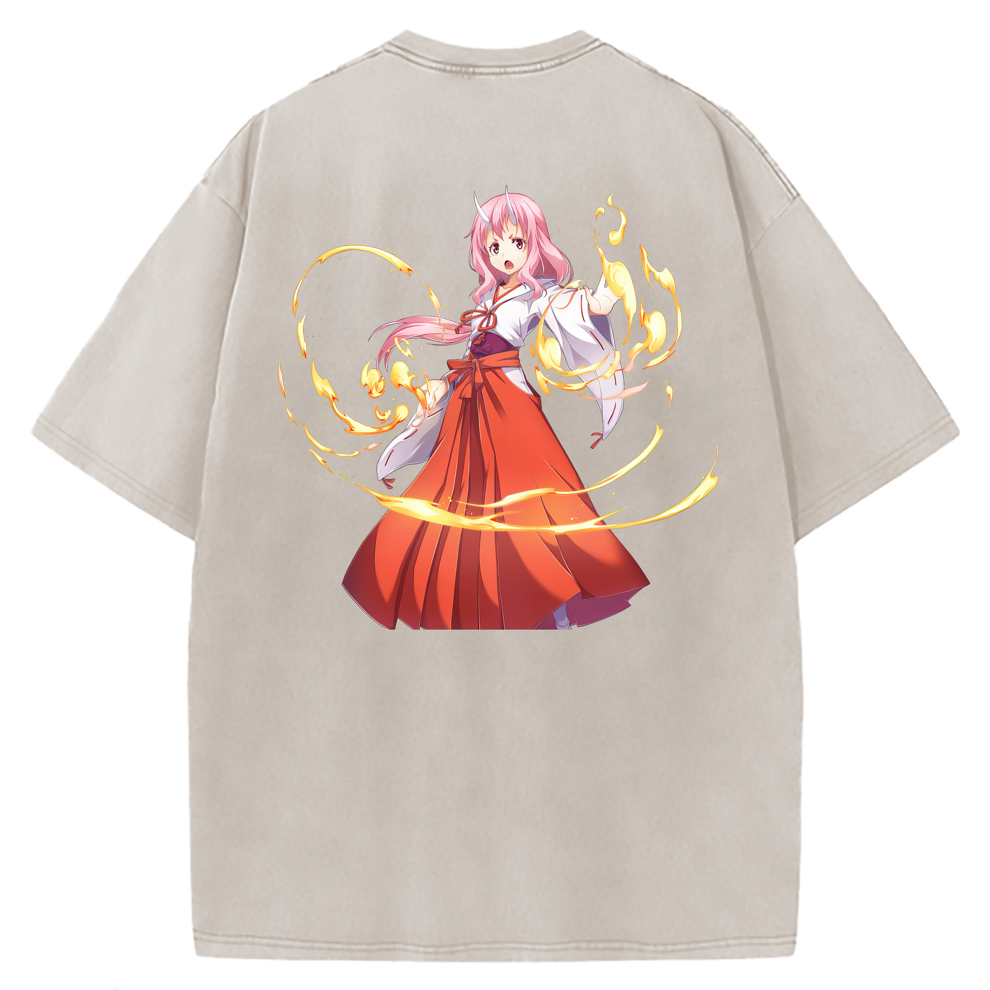（画像用） 転スラ Regarding Reincarnated to Slime 綿100% ヴィンテージ風 半袖Tシャツ（背面プリント）
