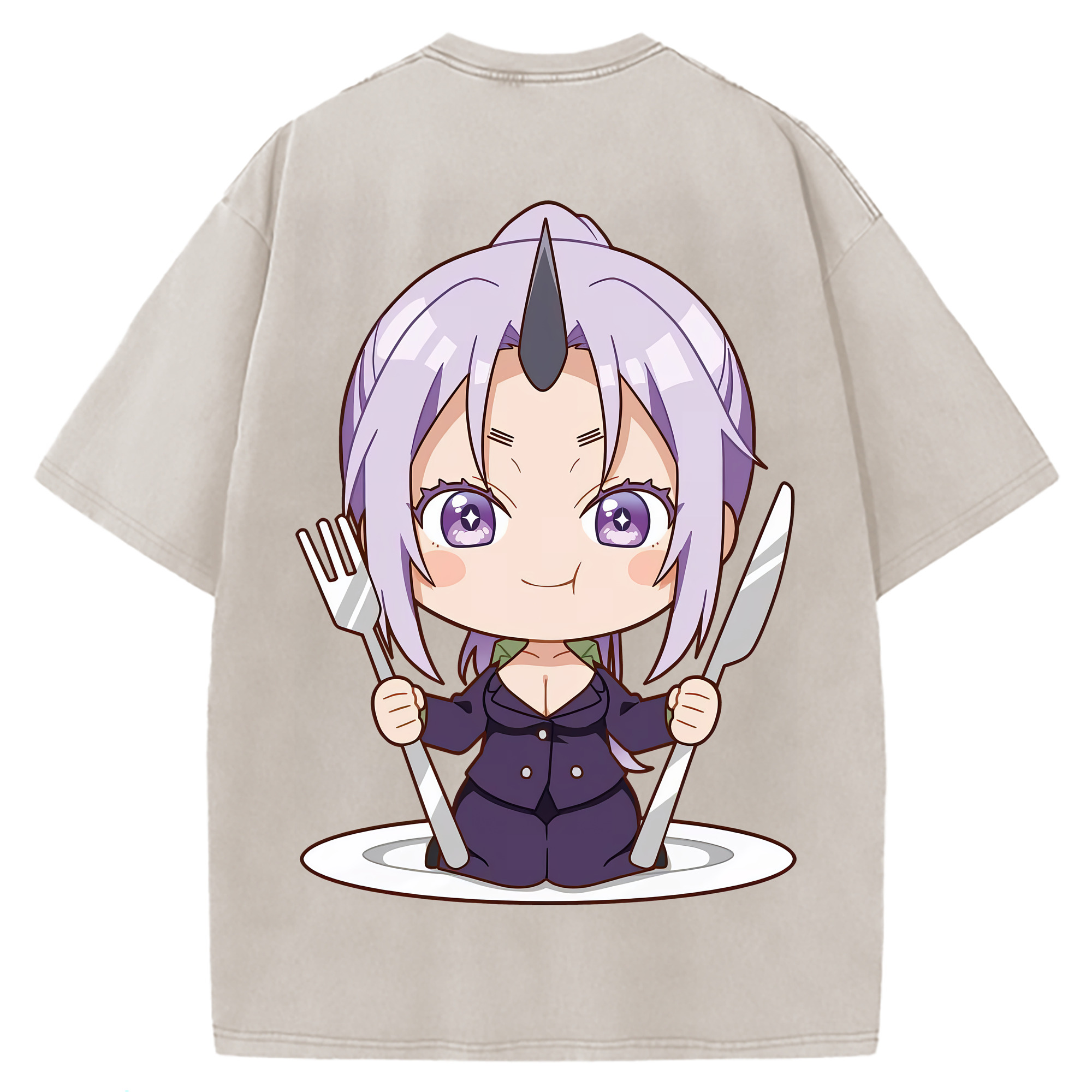 （画像用） 転スラ Regarding Reincarnated to Slime 綿100% ヴィンテージ風 半袖Tシャツ（背面プリント）