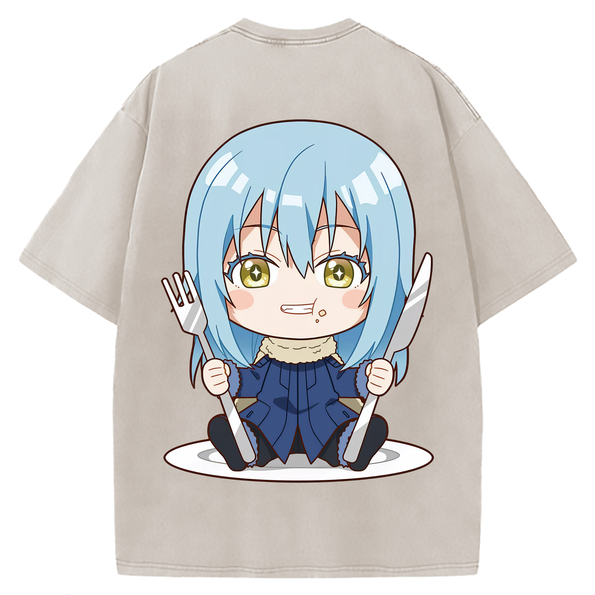 （画像用） 転スラ Regarding Reincarnated to Slime 綿100% ヴィンテージ風 半袖Tシャツ（背面プリント）