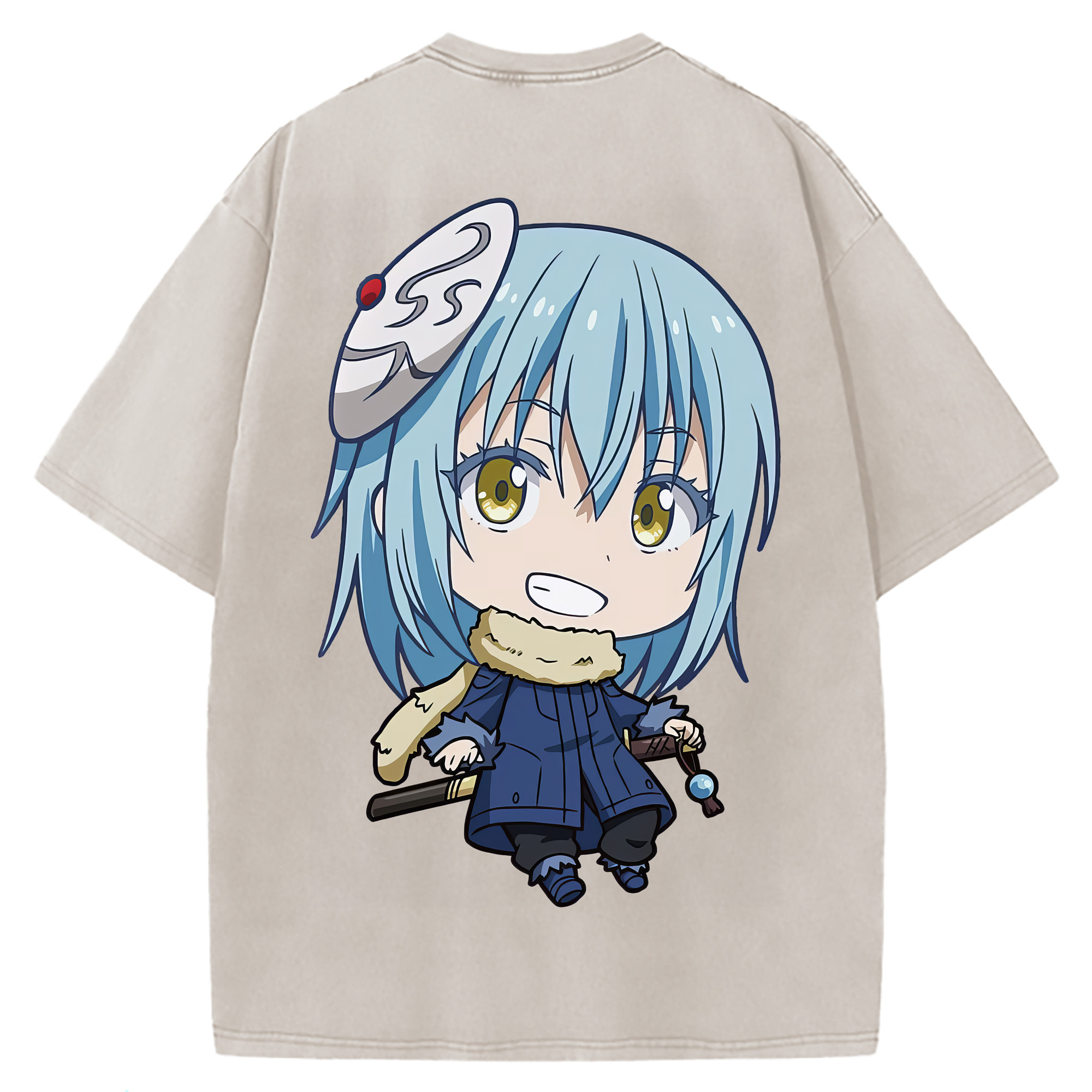 （画像用） 転スラ Regarding Reincarnated to Slime 綿100% ヴィンテージ風 半袖Tシャツ（背面プリント）