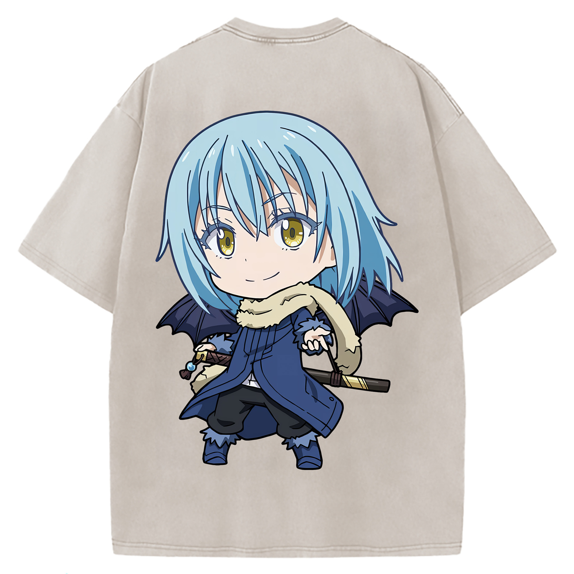 （画像用） 転スラ Regarding Reincarnated to Slime 綿100% ヴィンテージ風 半袖Tシャツ（背面プリント）