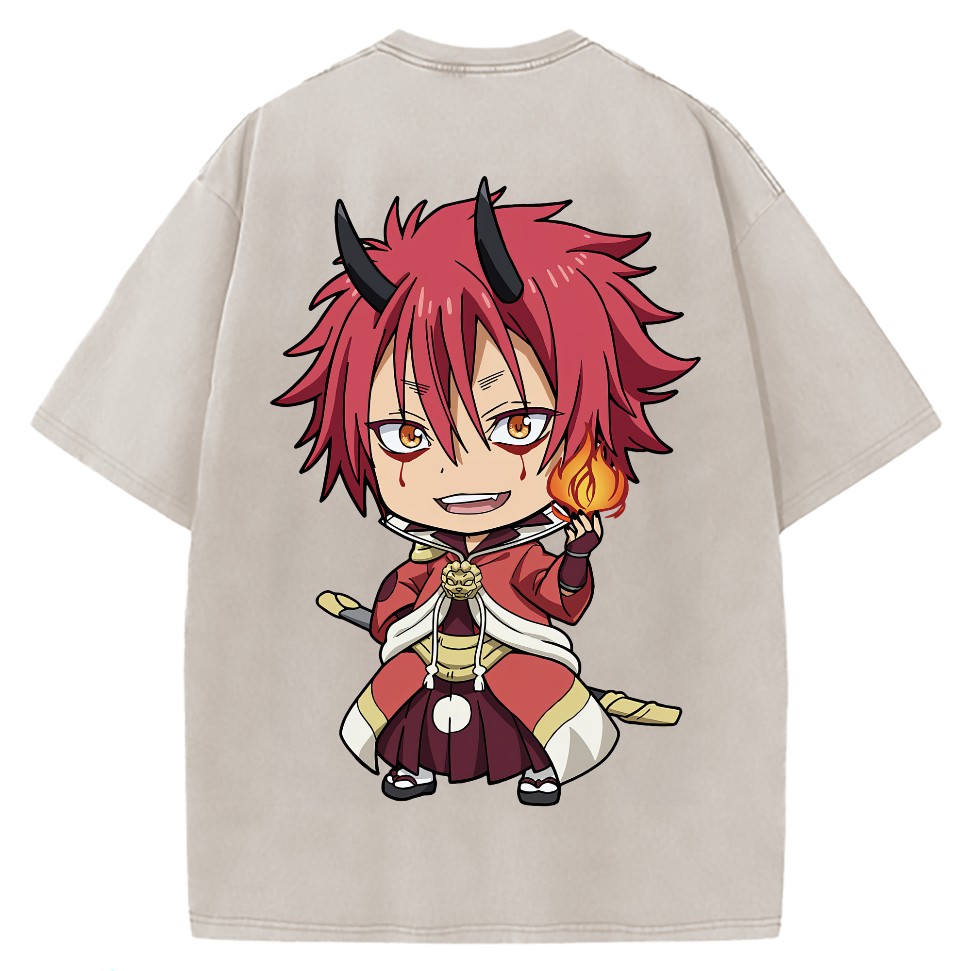 （画像用） 転スラ Regarding Reincarnated to Slime 綿100% ヴィンテージ風 半袖Tシャツ（背面プリント）